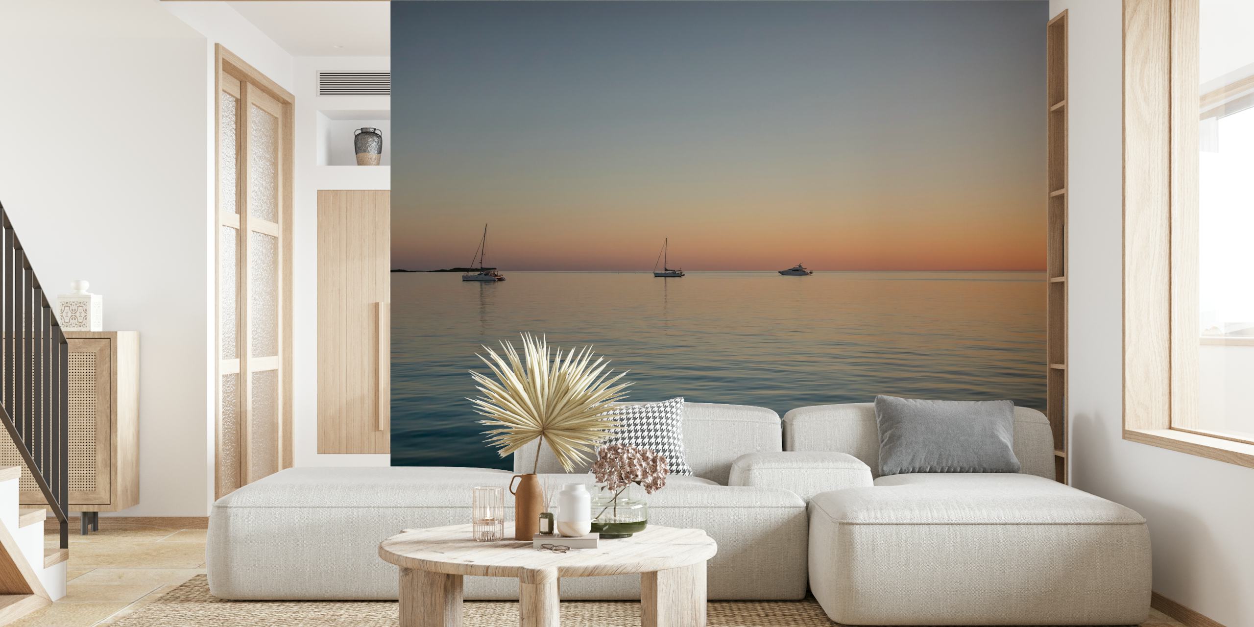 Bahamas sunset with sailboats wallpaper
