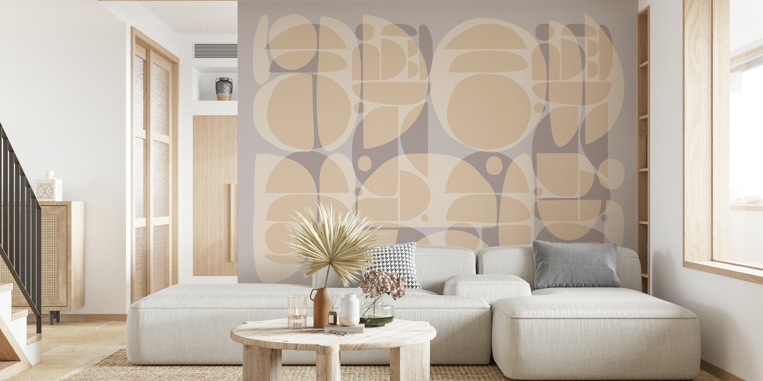 Geometric French Neutrals Bauhaus wallpaper in room