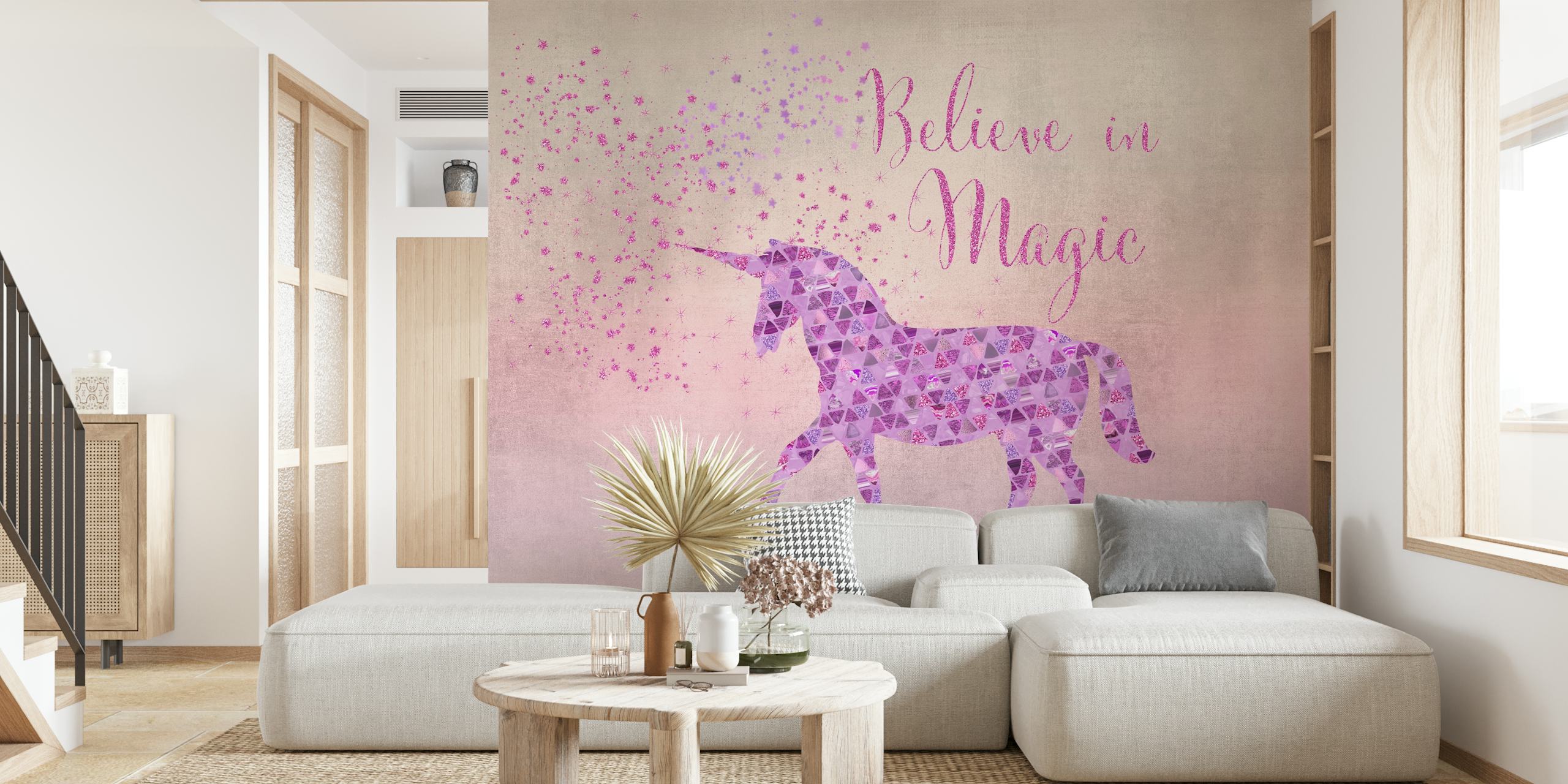 Unicorn wallpaper in a decorative room
