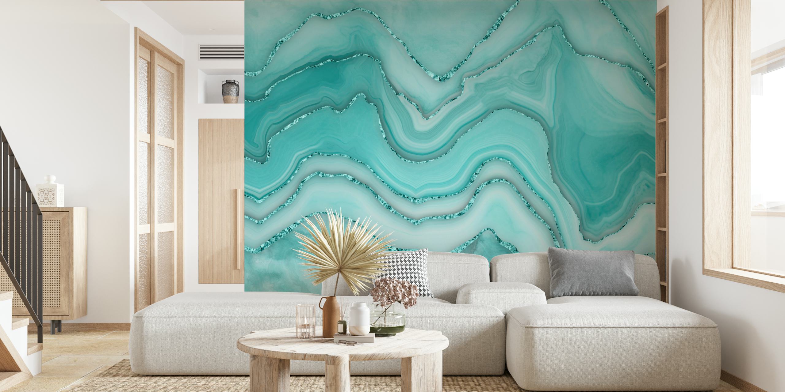 Elegante marmer chique turquoise munt behang