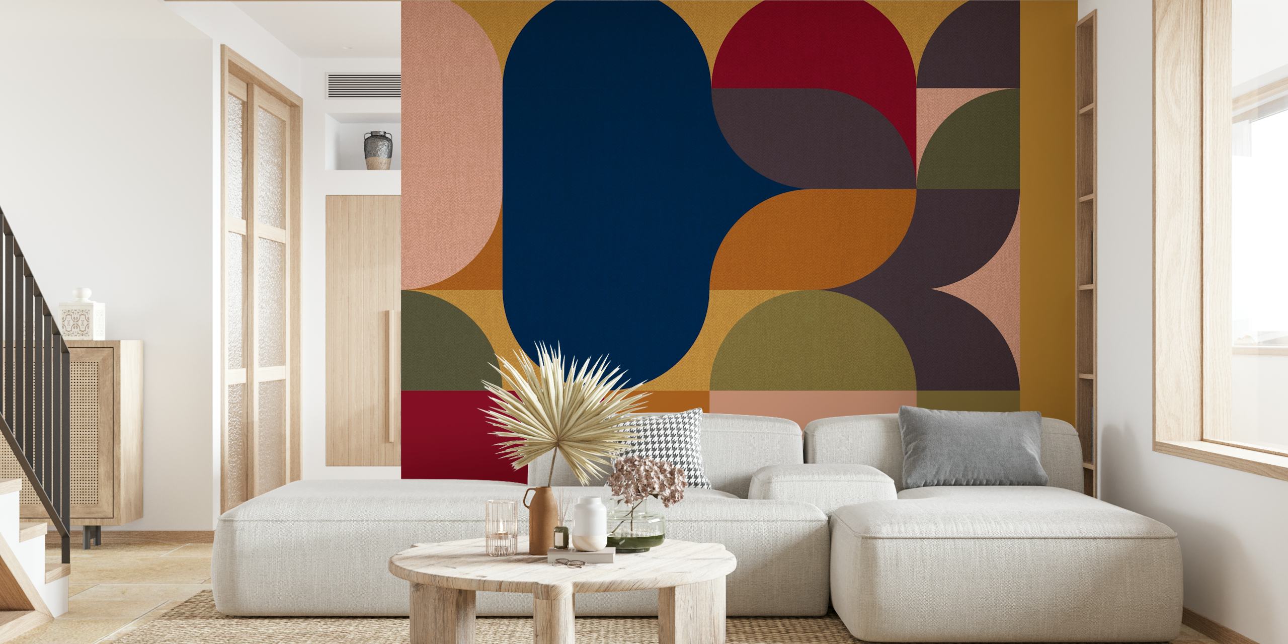 Geometric abstract shapes in warm colors wallpaper