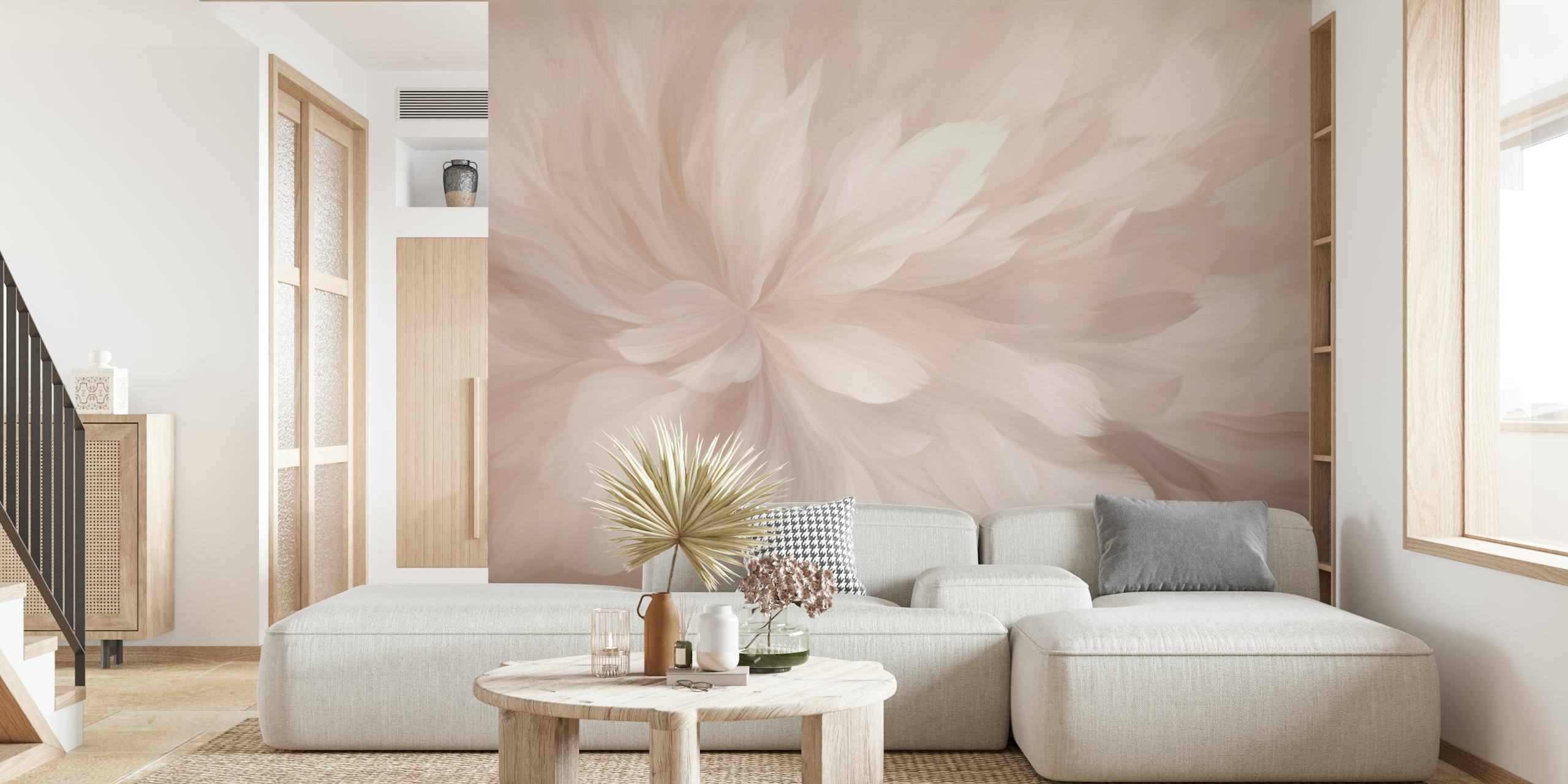Abstract flower wallpaper design en una habitación