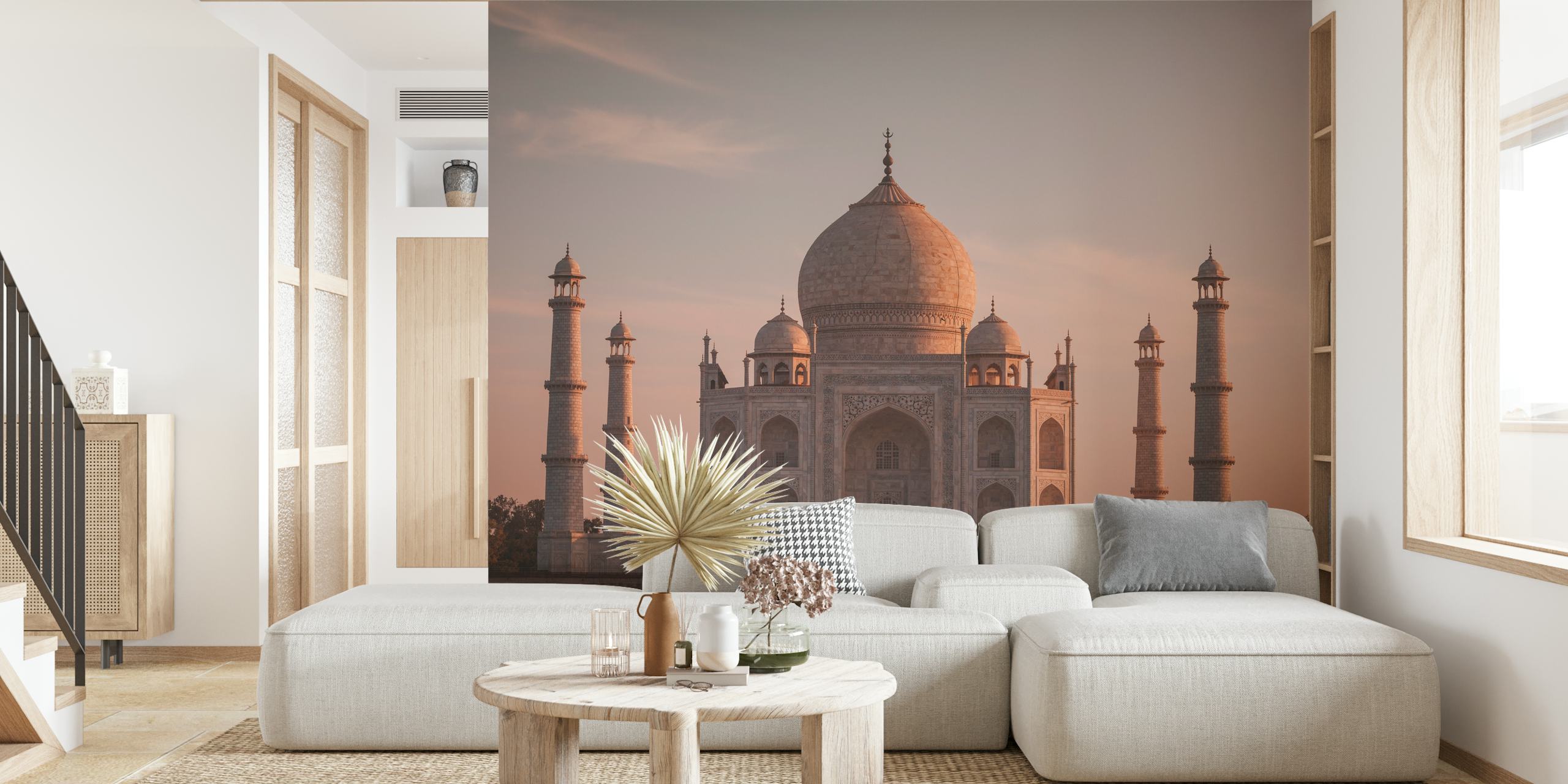 Taj Mahal architectural landmark in soft tones wallpaper