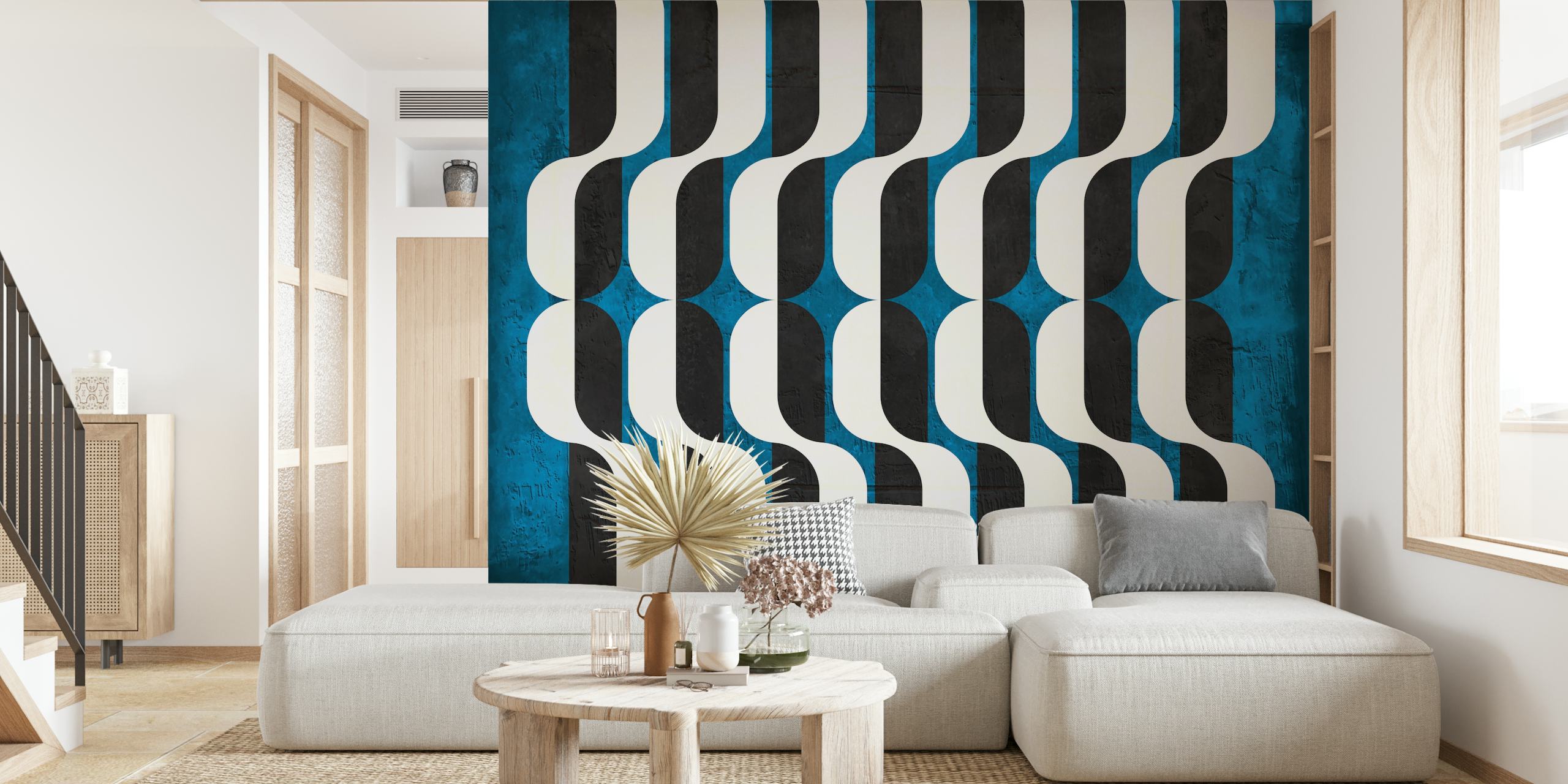 Black and blue geometric pattern wallpaper