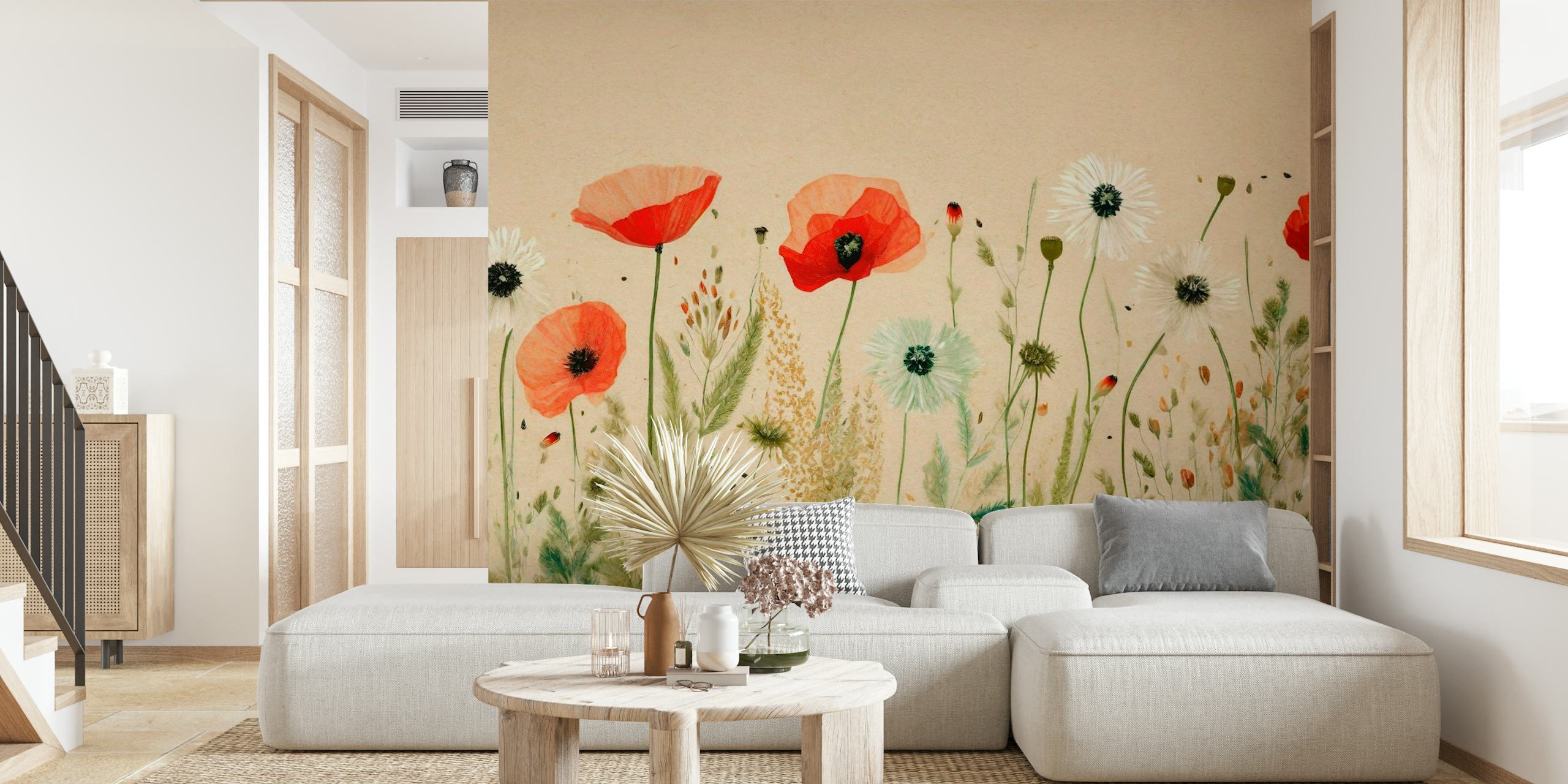 Wild meadow poppies wallpaper