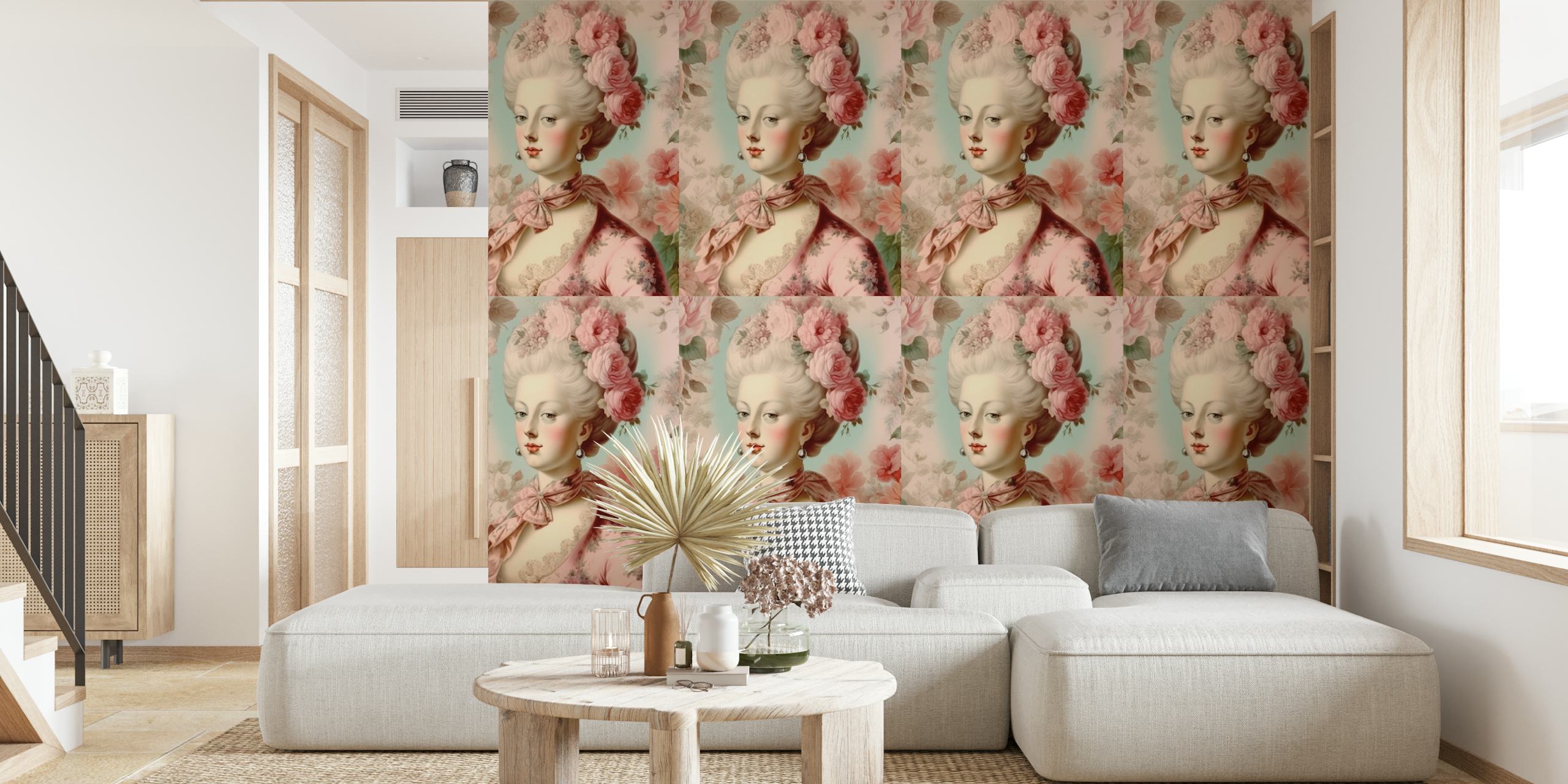 Marie-Antoinette papier peint portrait dans une pièce