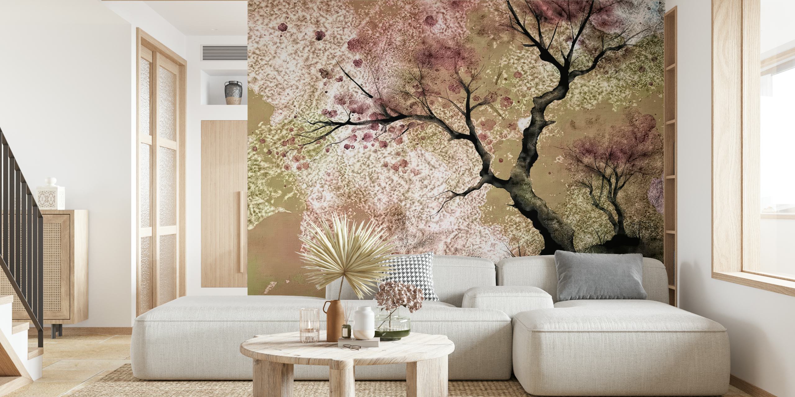 Antique Japanese Forest Surrealism ταπετσαρία σε ένα δωμάτιο