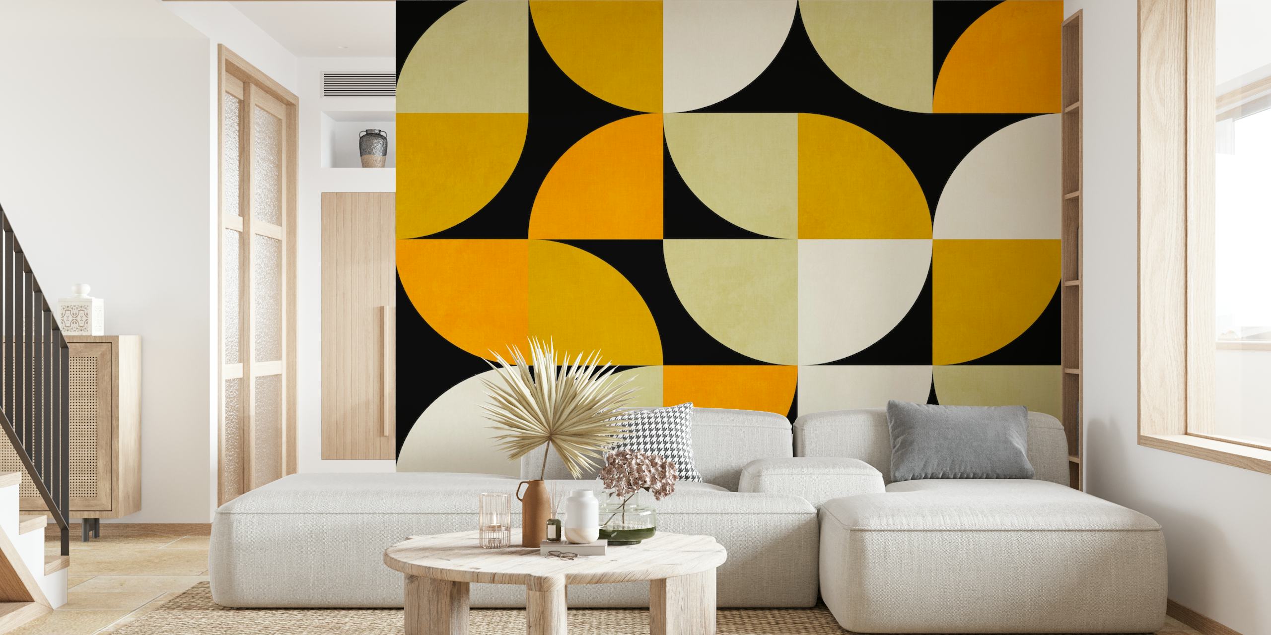 Geometric Bauhaus tapetdesign i ett rum