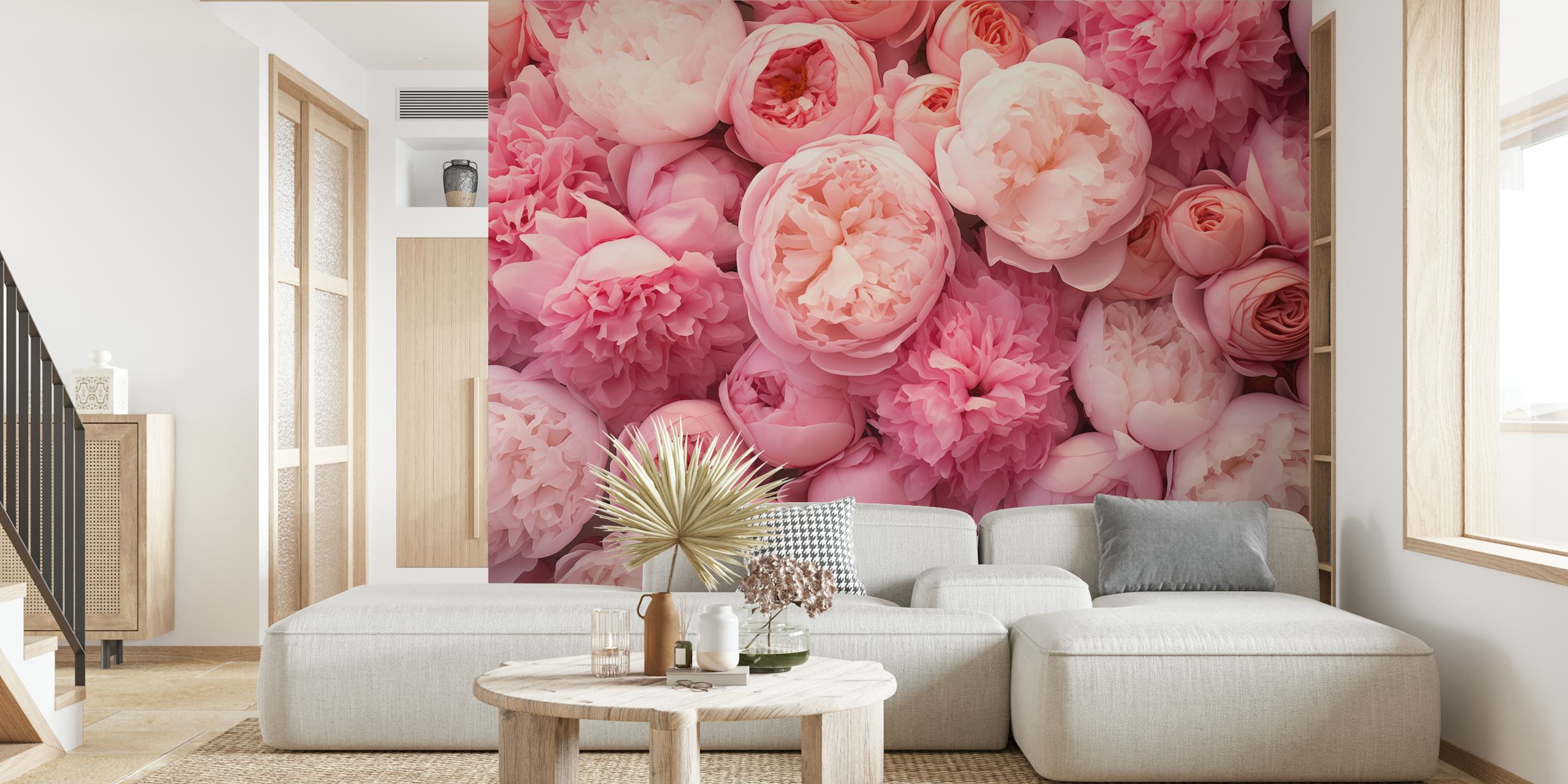 Floral pattern in shades of pink and white wallpaper