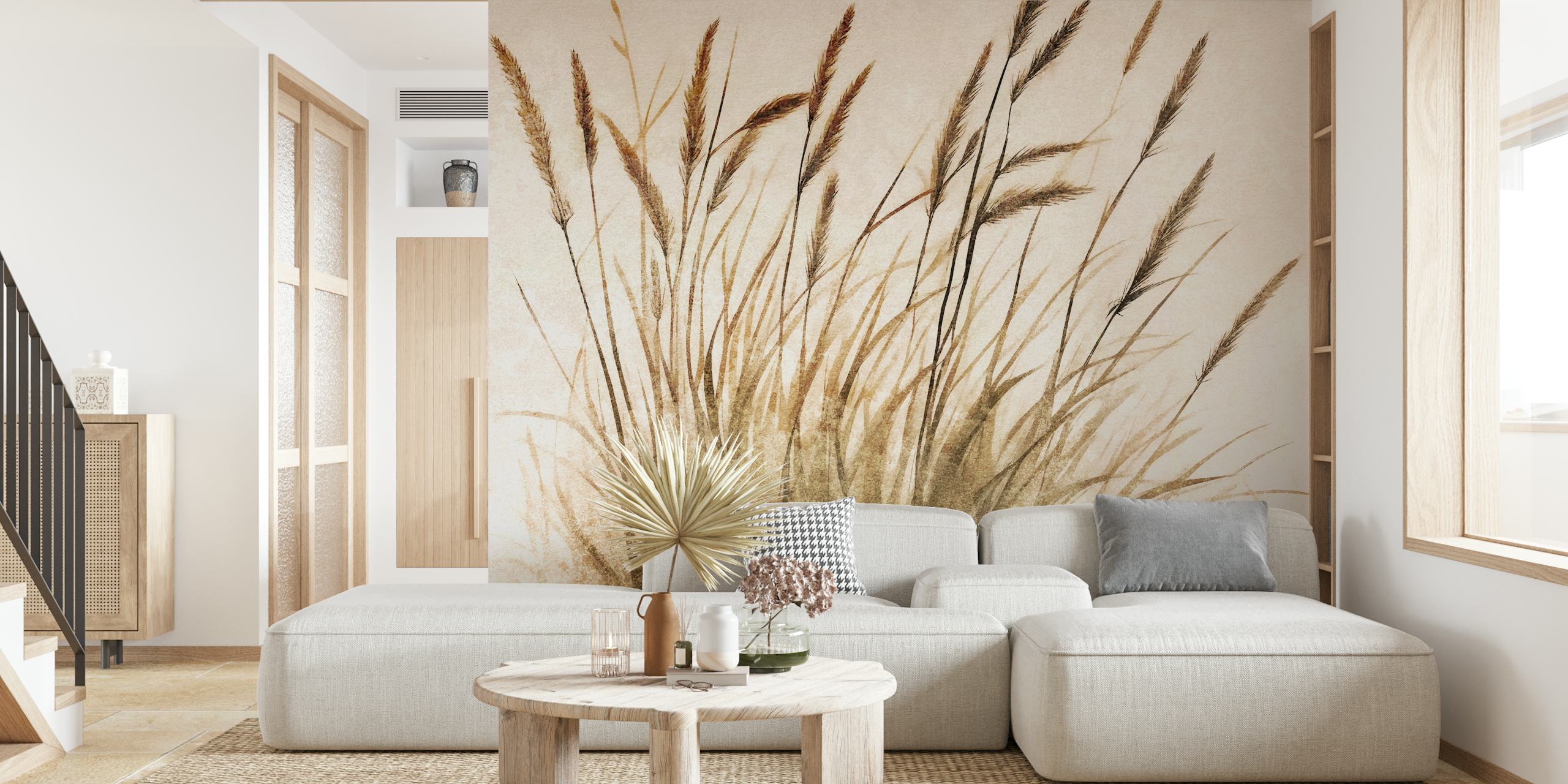 Brown and tan meadow grass illustration wallpaper