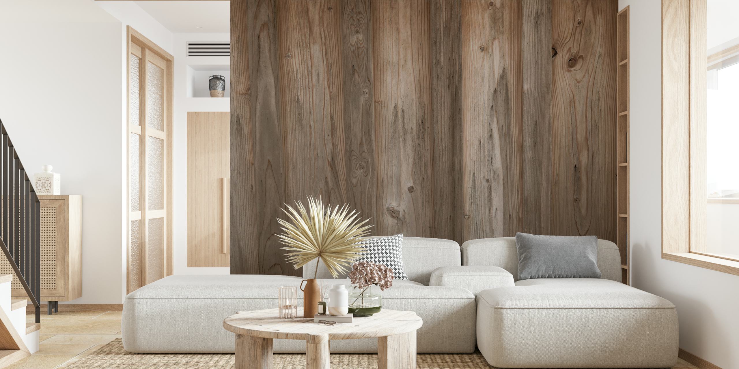 Papel pintado Rustic Wood Texture en una habitación