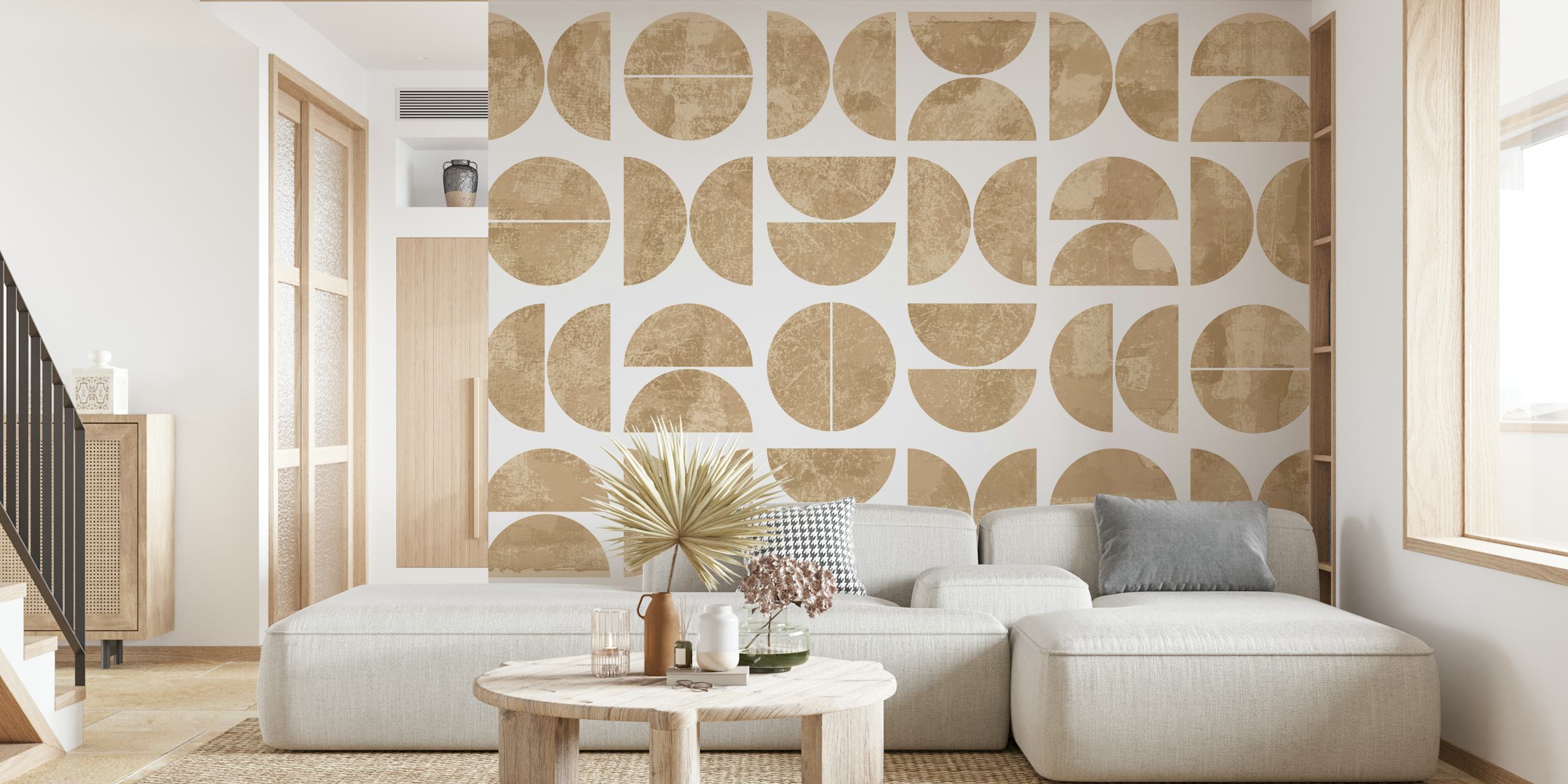 Neutral geometric patterns in soft beige tones wallpaper