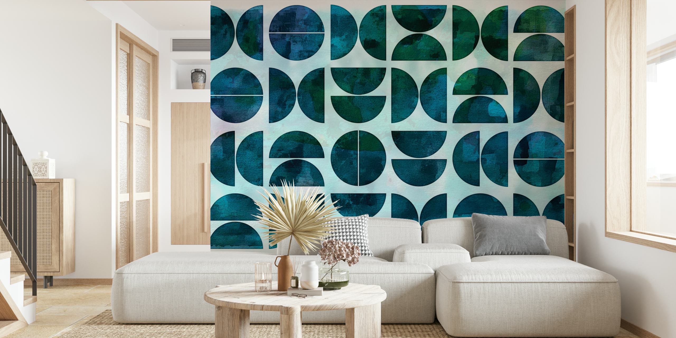 Modern teal geometrisch behangontwerp