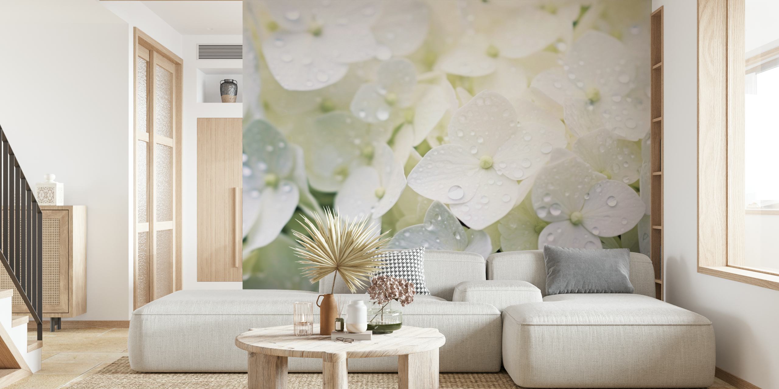Mjuka Hydrangea tapetdesign med blommor