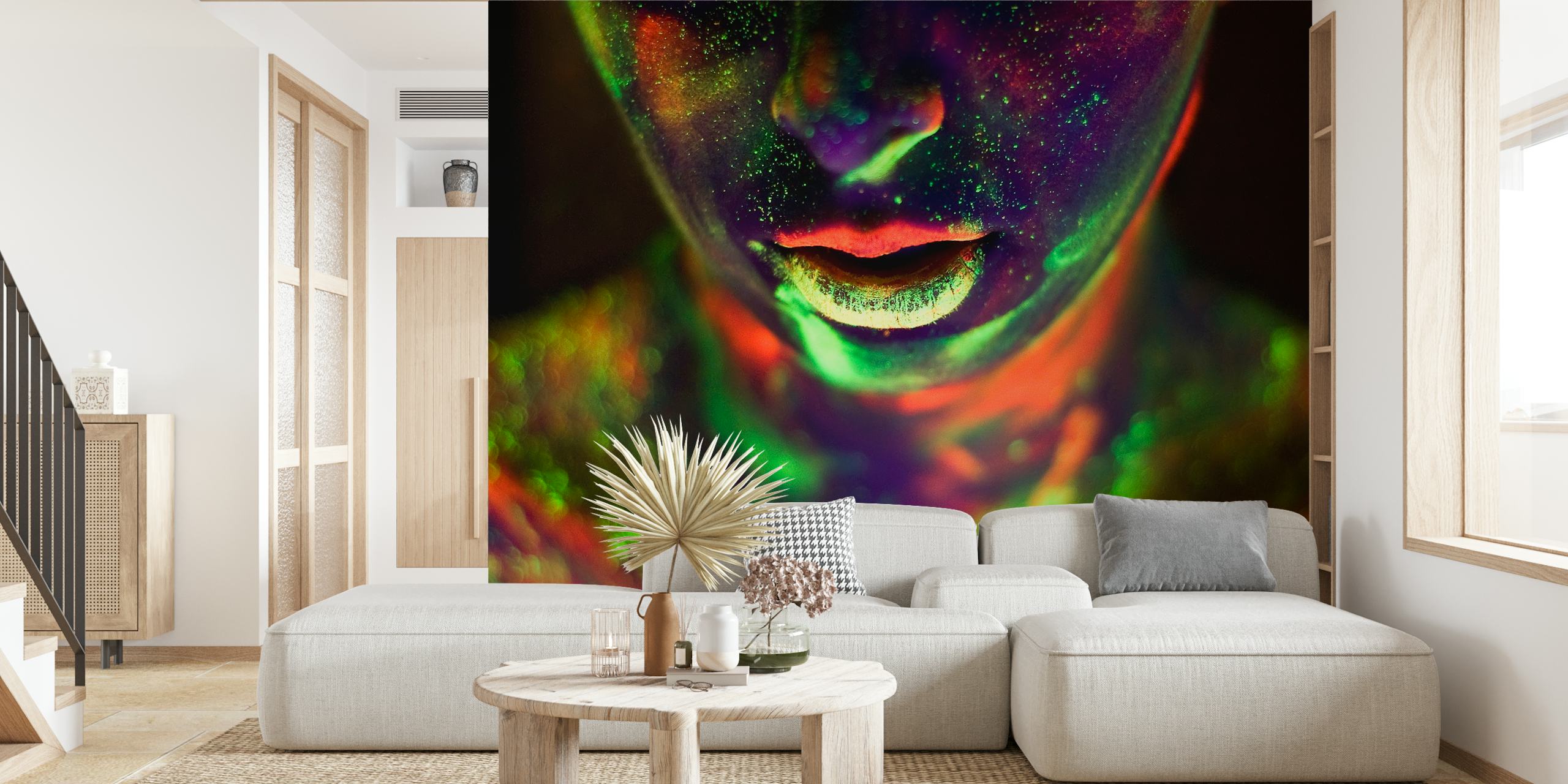 Colorful abstract pattern with glow in the dark elements wallpaper