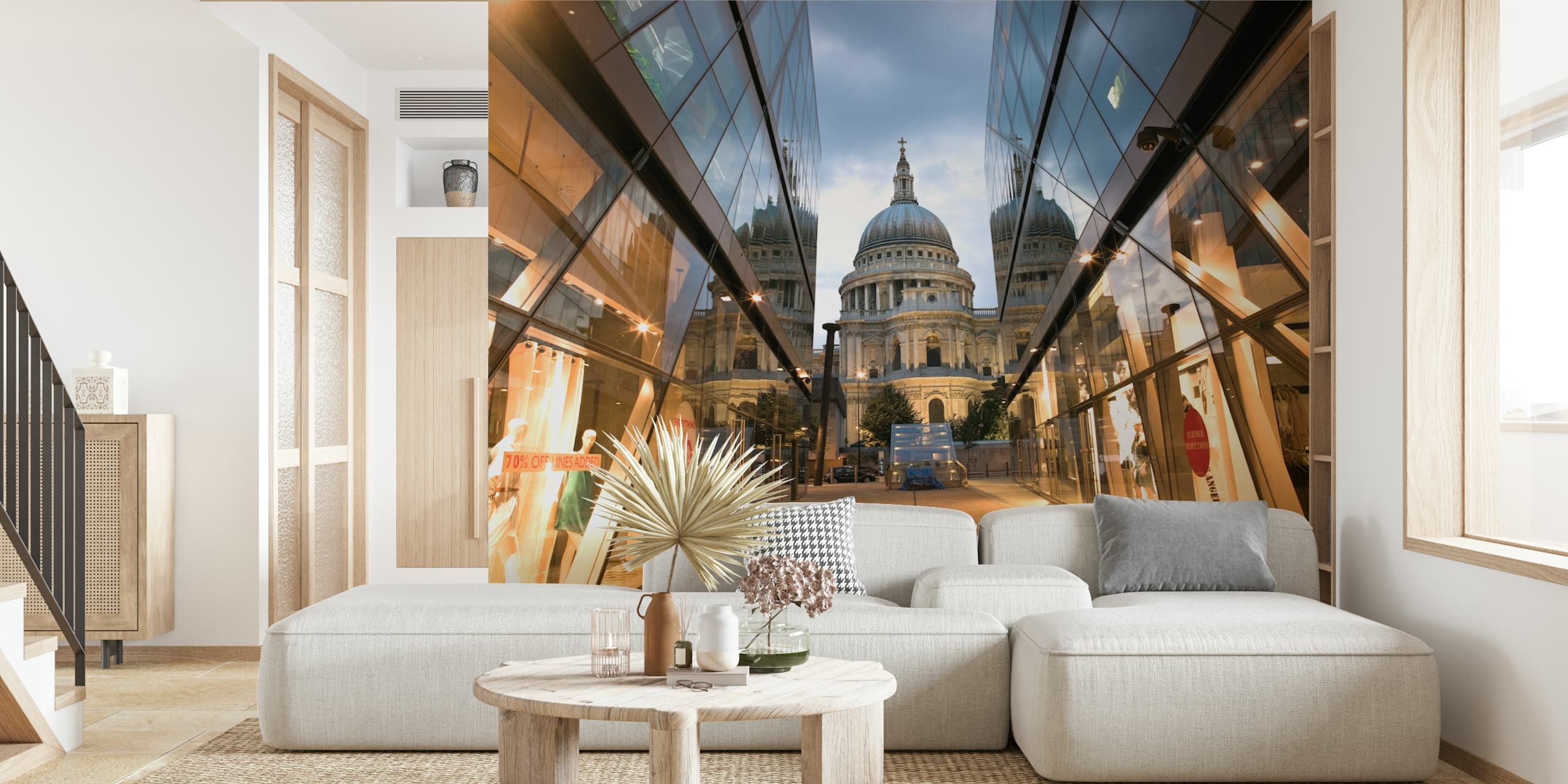 St Paul's Cathedral view between modern glass buildings wallpaper