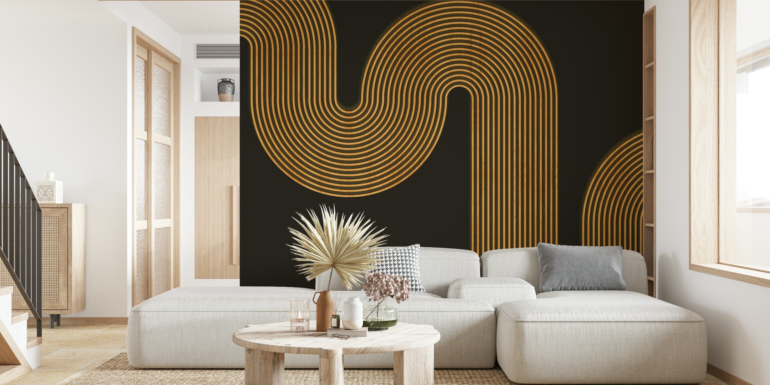 Mid Century Modern Bauhaus Wood Wave wallpaper