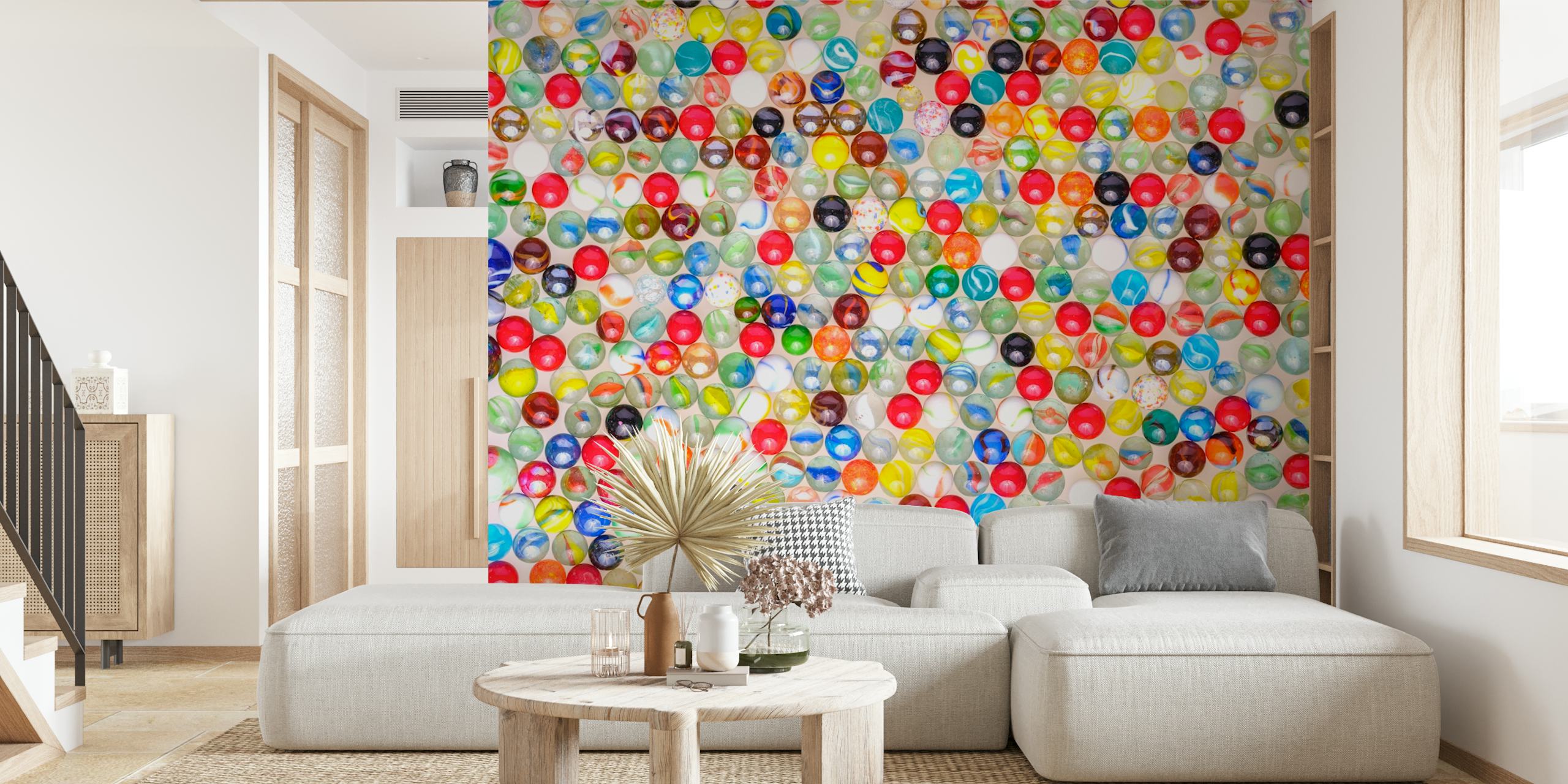 Colorful marbles in various shades and patterns wallpaper