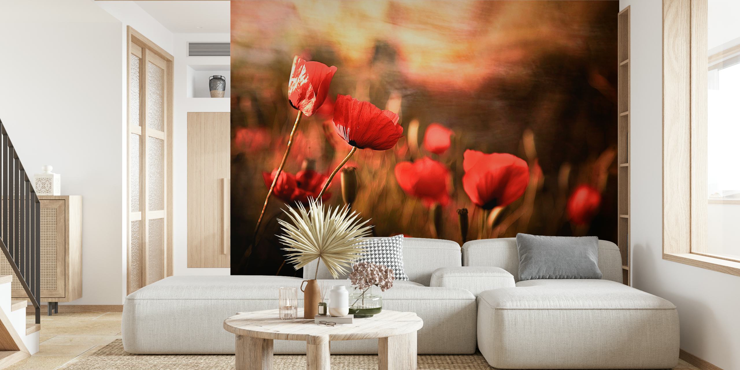 Red flowers in a garden with soft background wallpaper