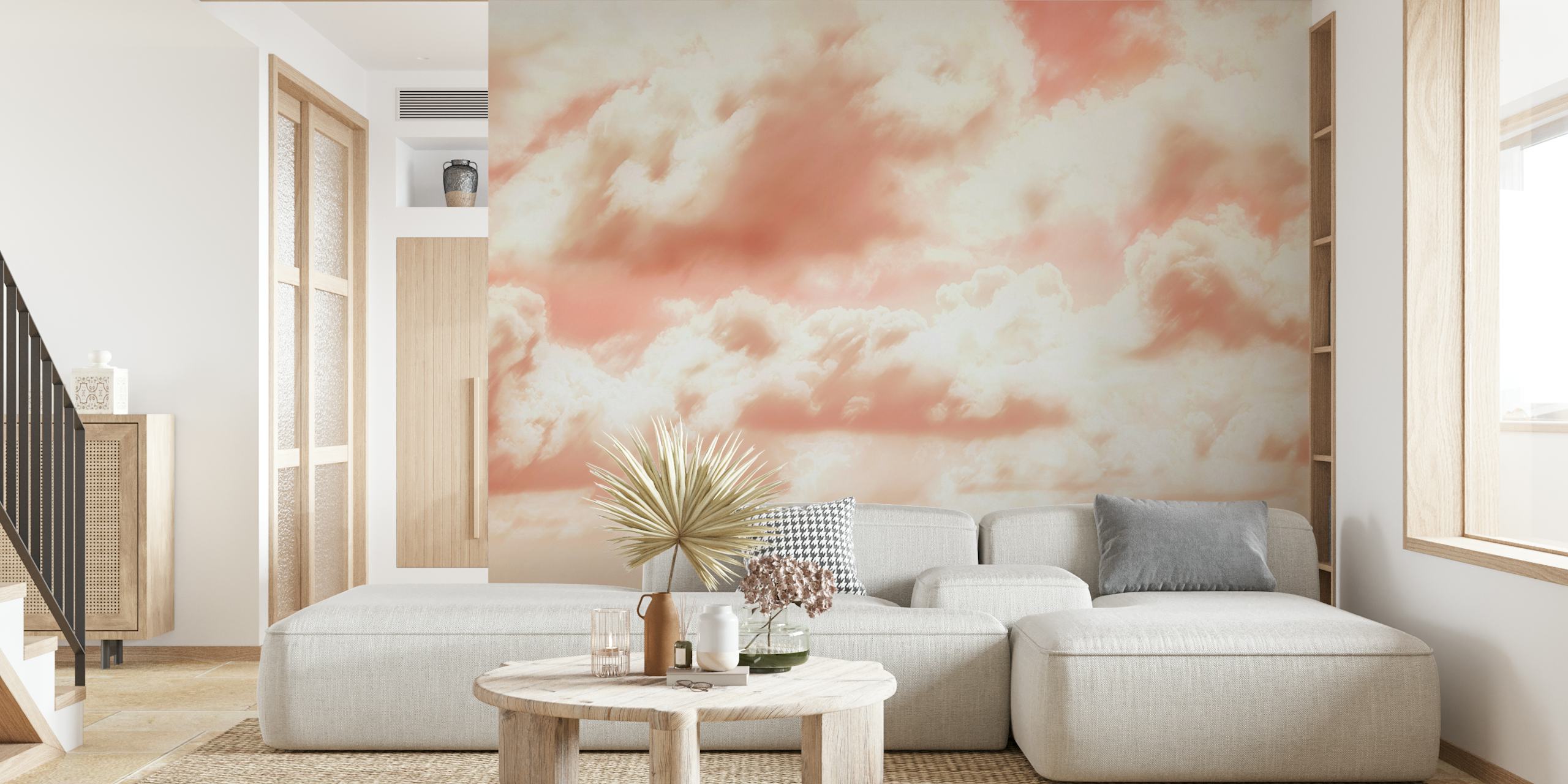 Pastel clouds in tan, blush, and peach colors, soft and serene wallpaper