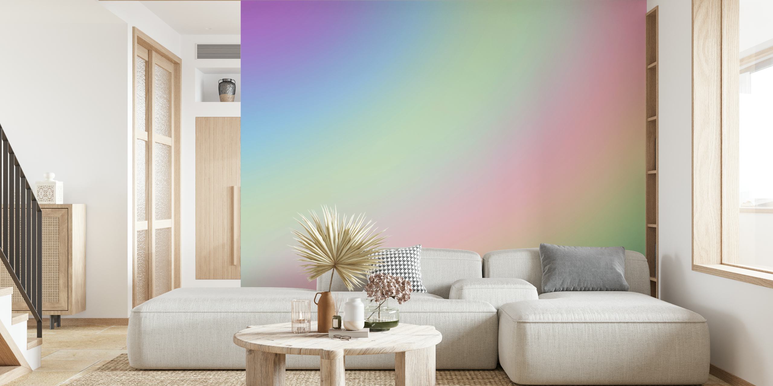 Carta da parati Multicolor Pastel Gradient in una stanza