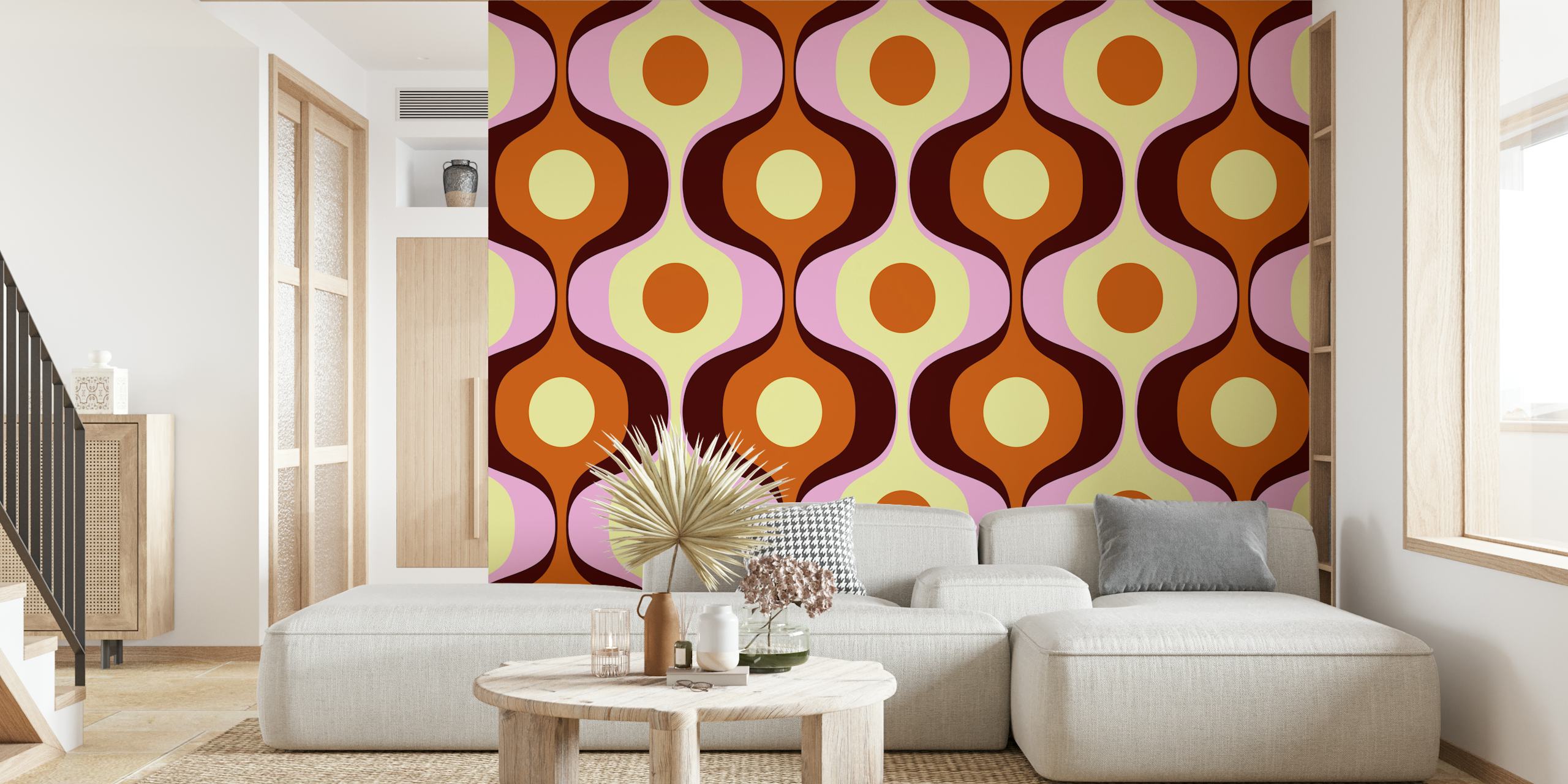 Retro abstract geometric wallpaper in warm colors