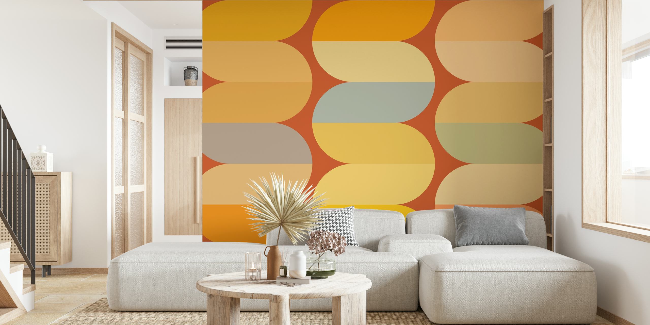 Mid-Century Sunshine Vibes Fall Color diseño de papel tapiz
