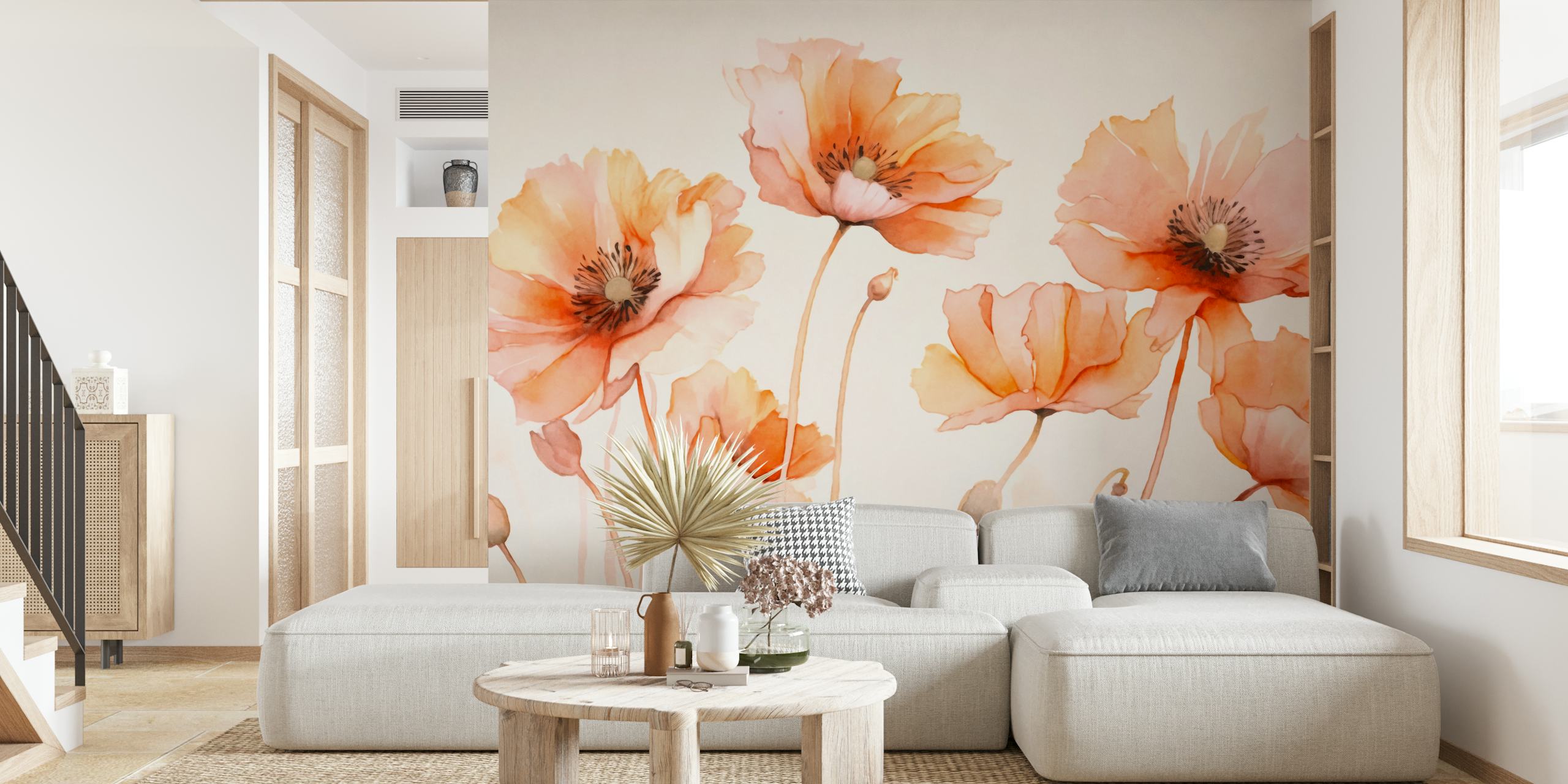 peach flowers with delicate petals wallpaper