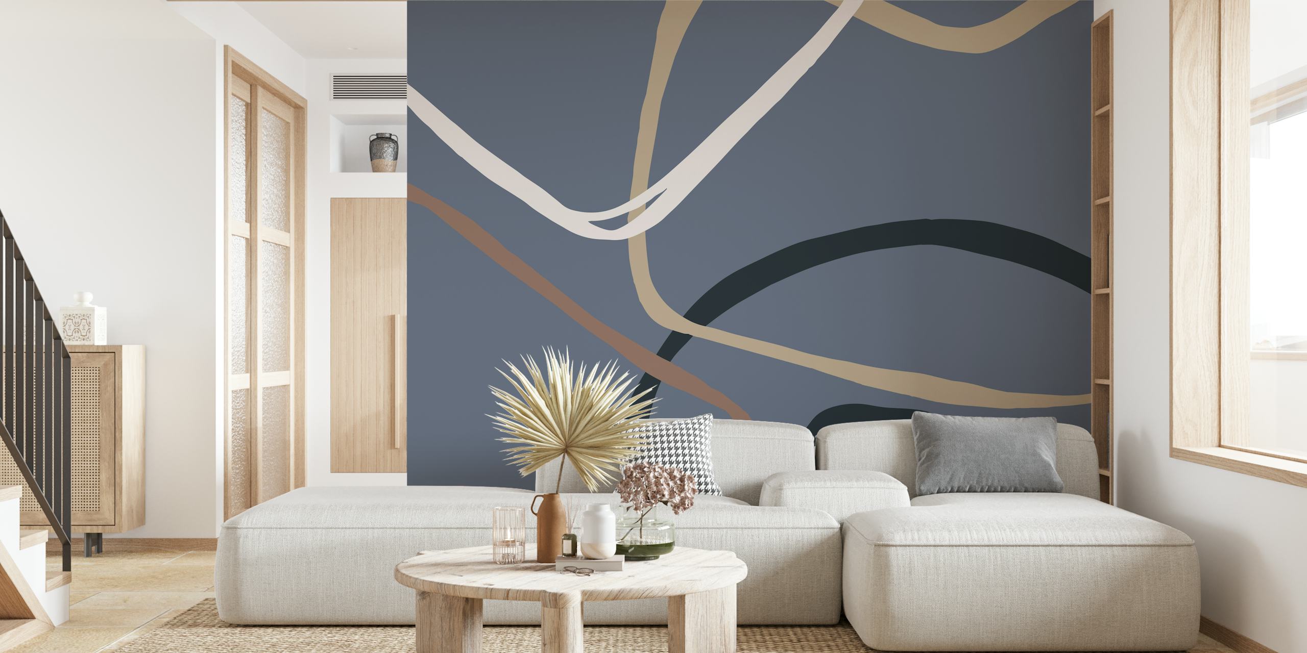 Organic shapes with earthy tones in beige, brown, and dark colors wallpaper