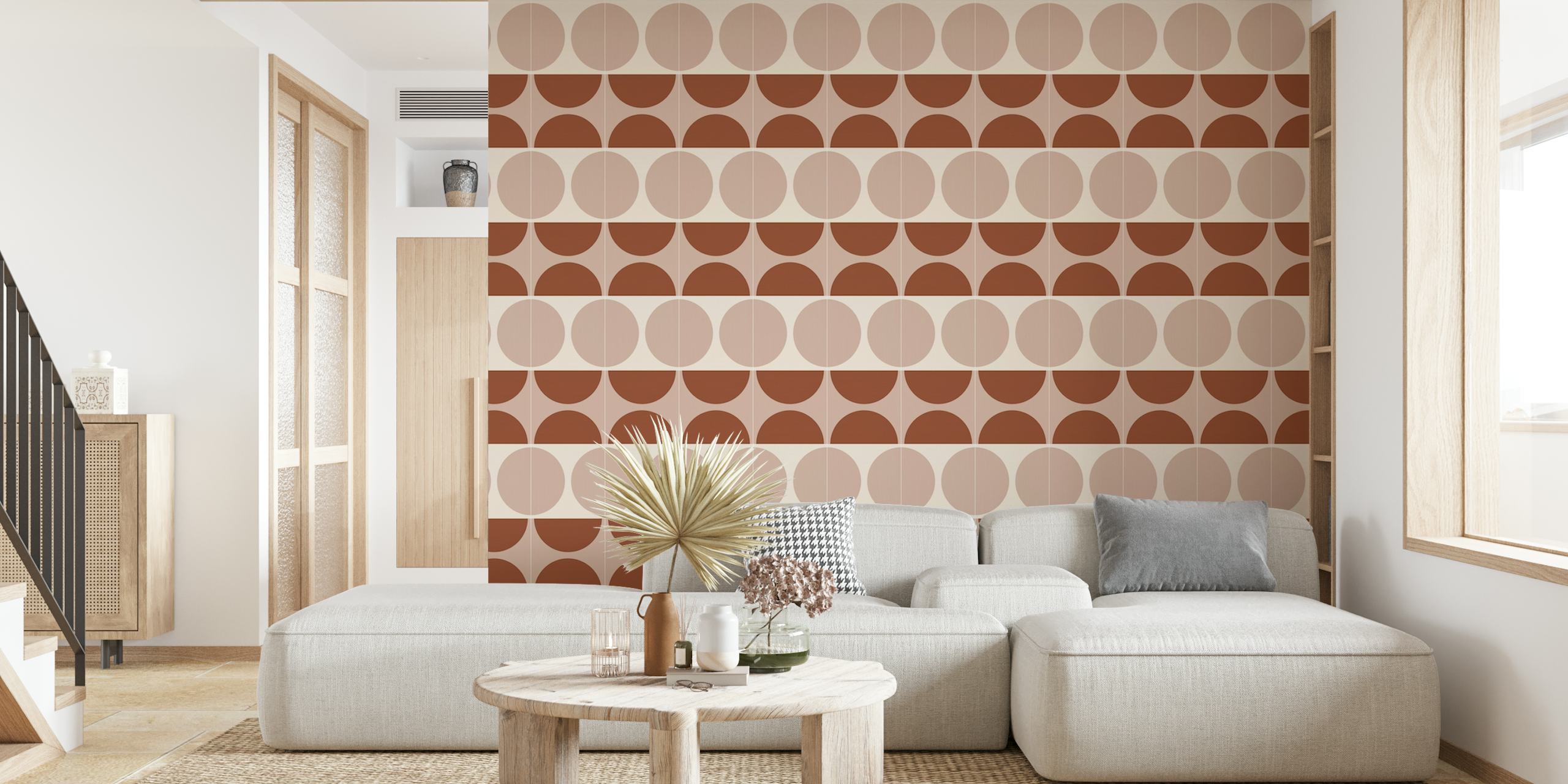 Cotto Tiles Cinnamon en Powder wallpaper in een kamer