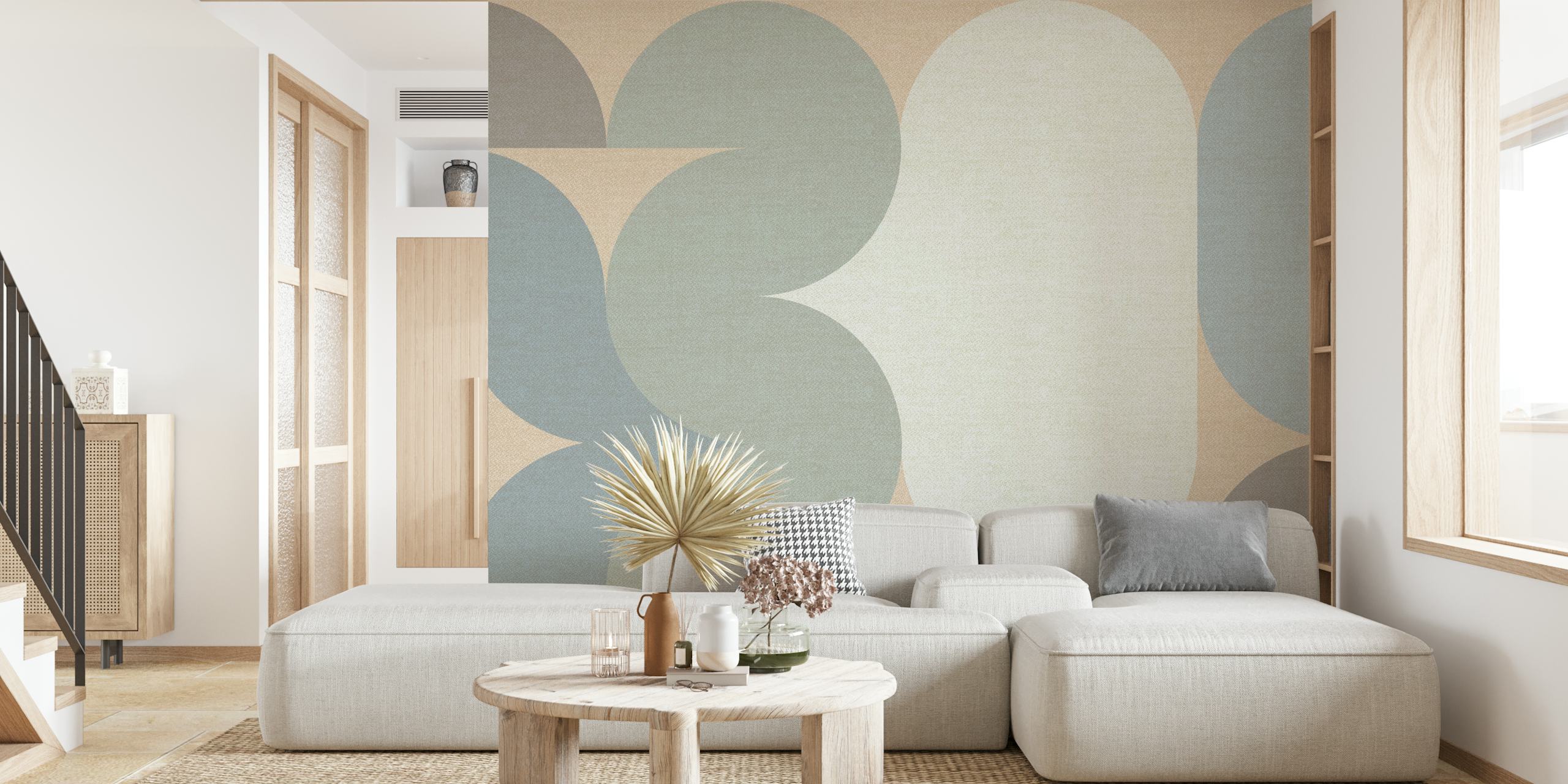 Pastel geometric shapes in soft tones on wallpaper