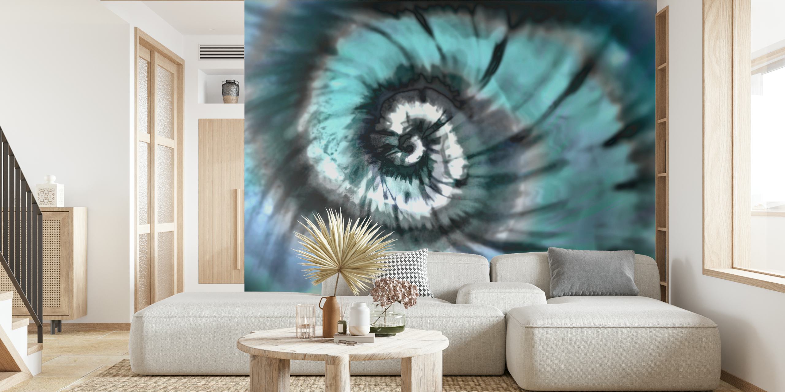 Fotomural vinílico de parede abstrato em aquarela pastel estilo boho com efeito gradiente calmante