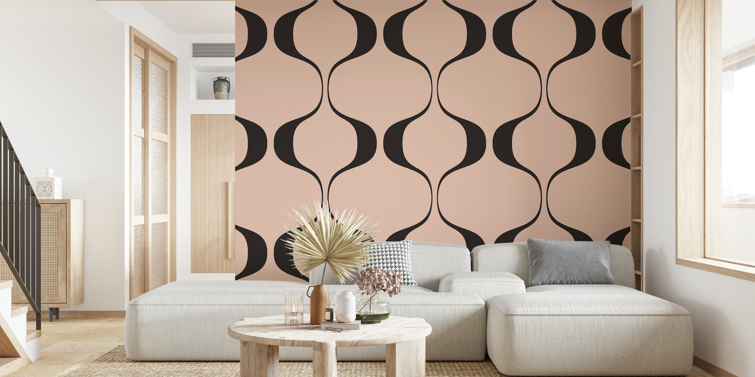 Muted Retro Abstract Geo Wave wallpaper design