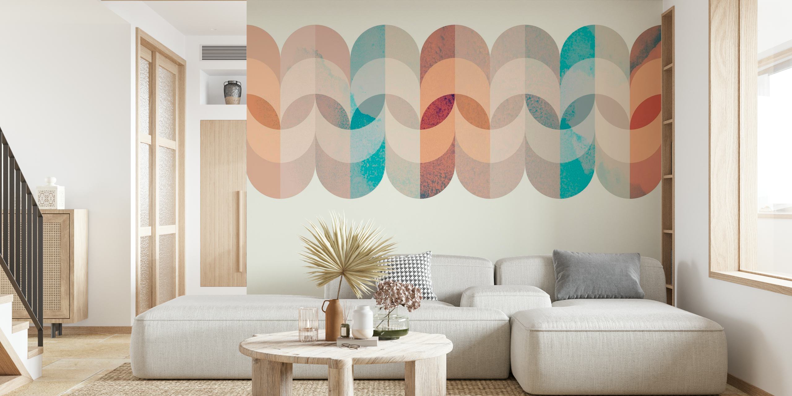 Abstract sea foam and mid century watercolor shapes wall mural