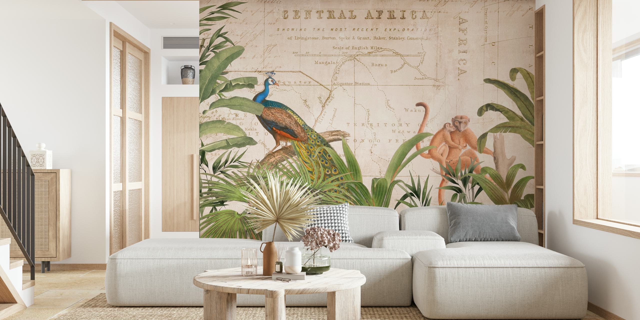 Africa Vintage Wildlife wallpaper in a room