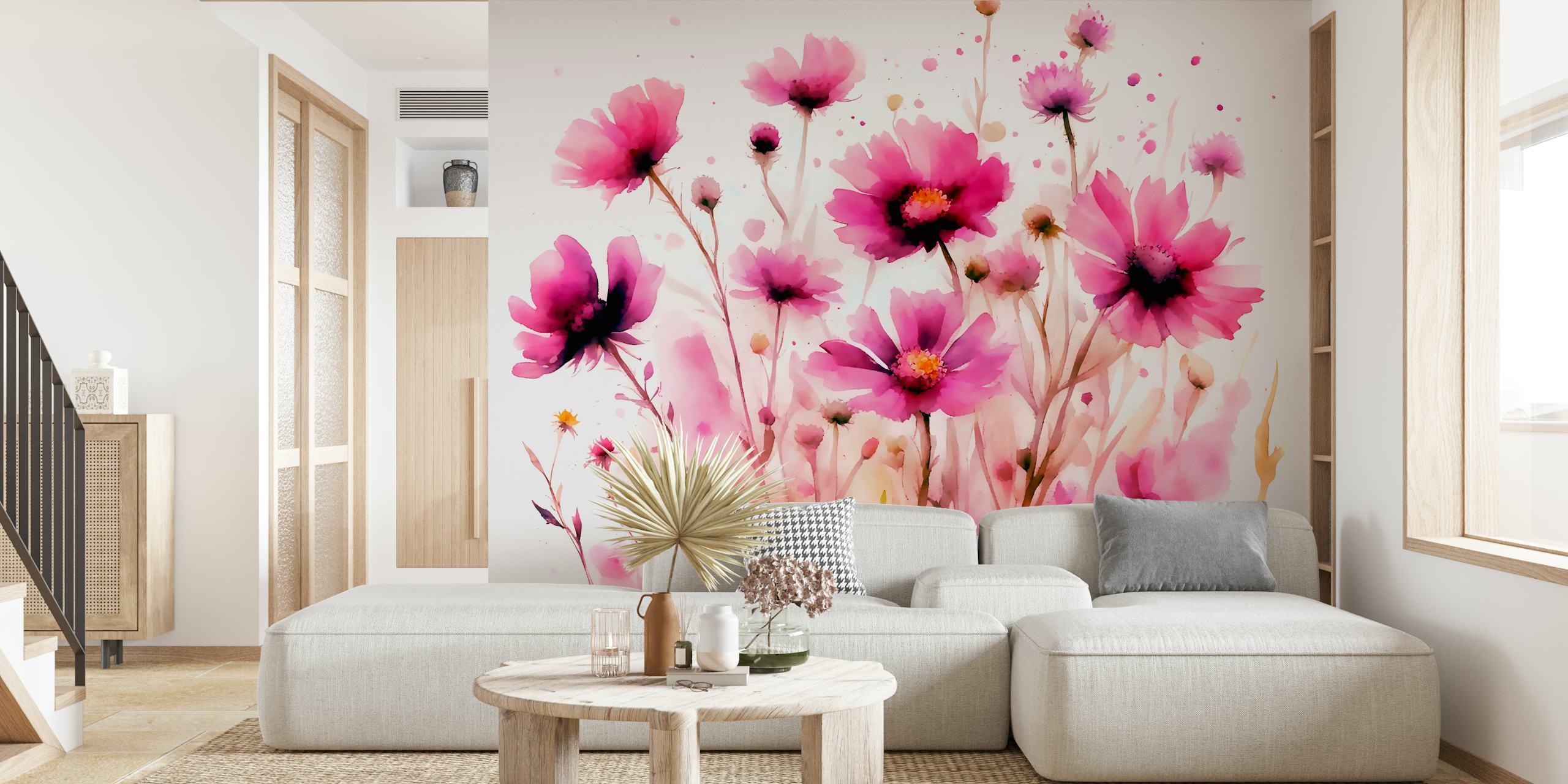 Design de papel de parede Magenta wildflowers