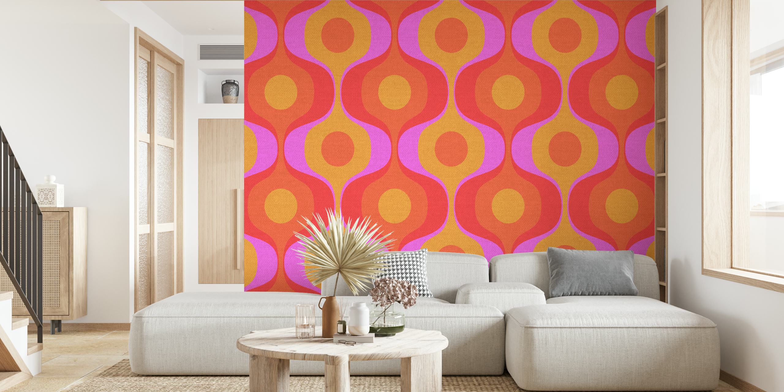 Bold 70s Retro Linen wallpaper in a room