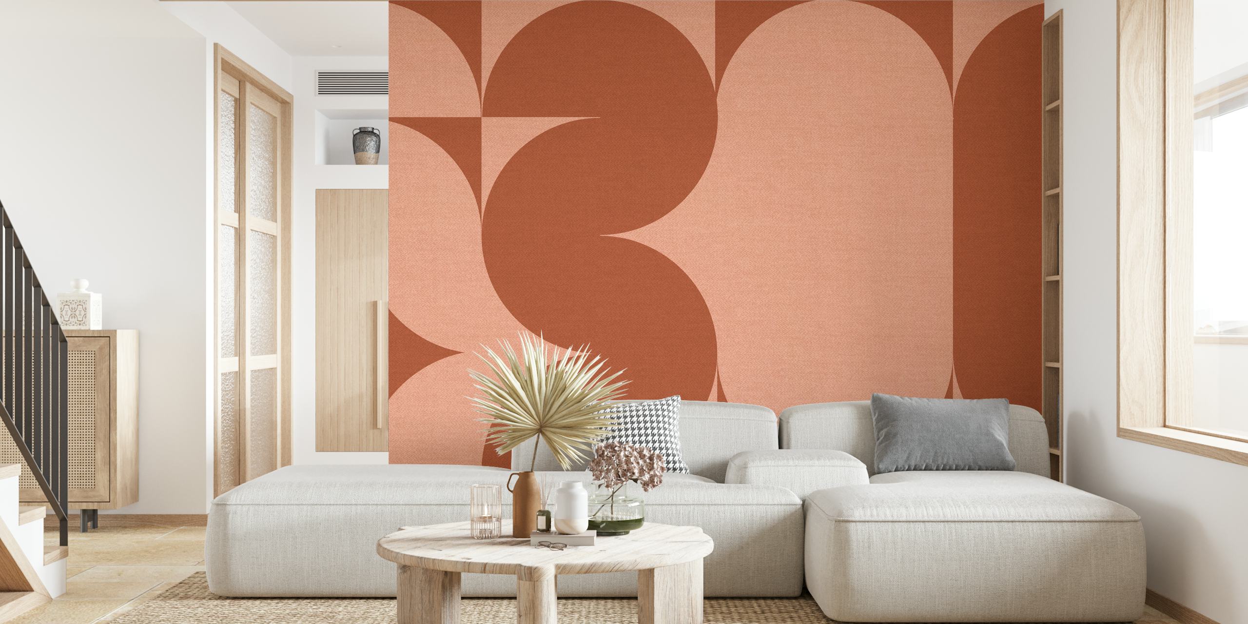Warm Retro Linen Collage wallpaper in a room