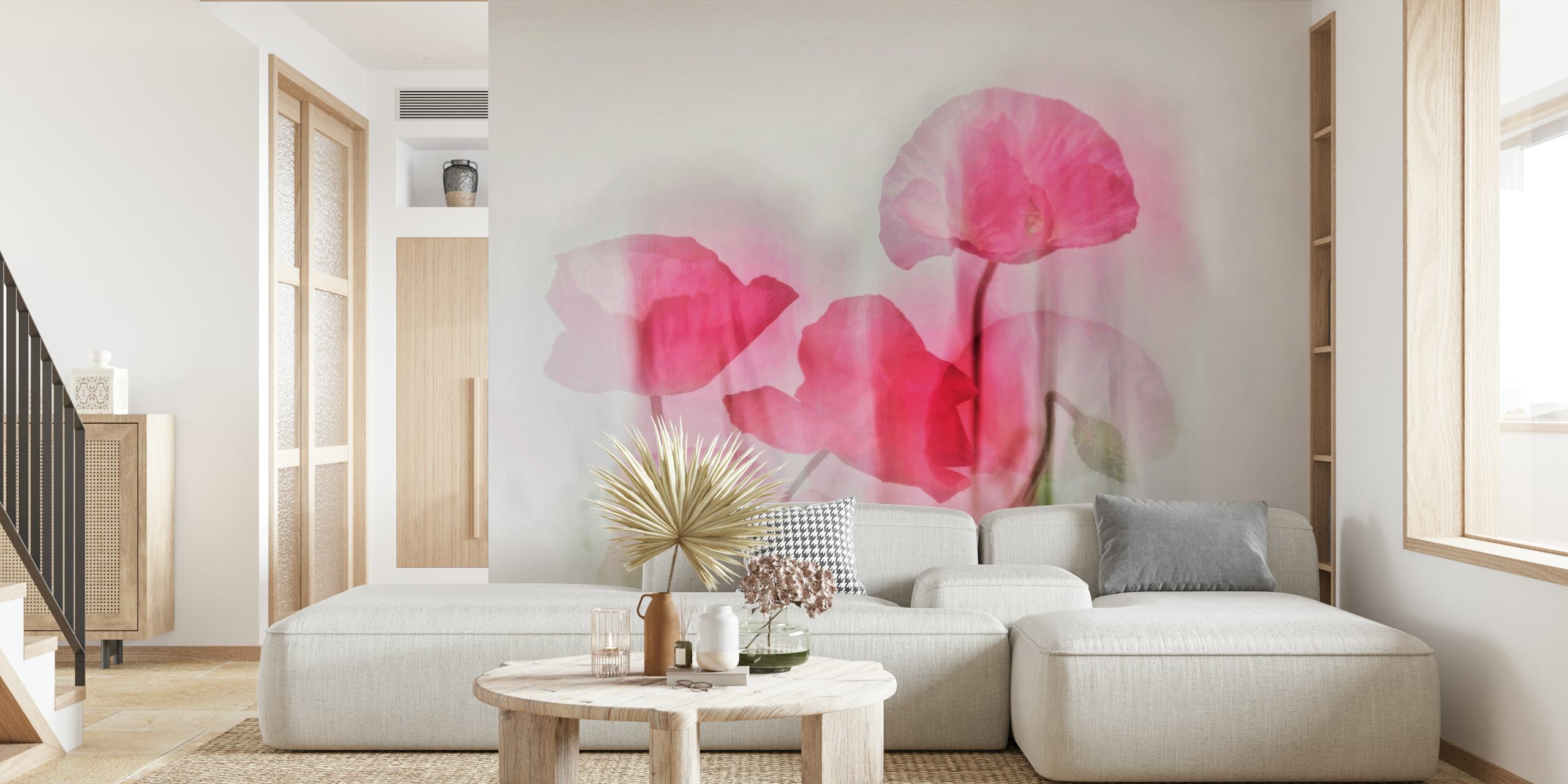 Pink flowers with a soft background floral wallpaper