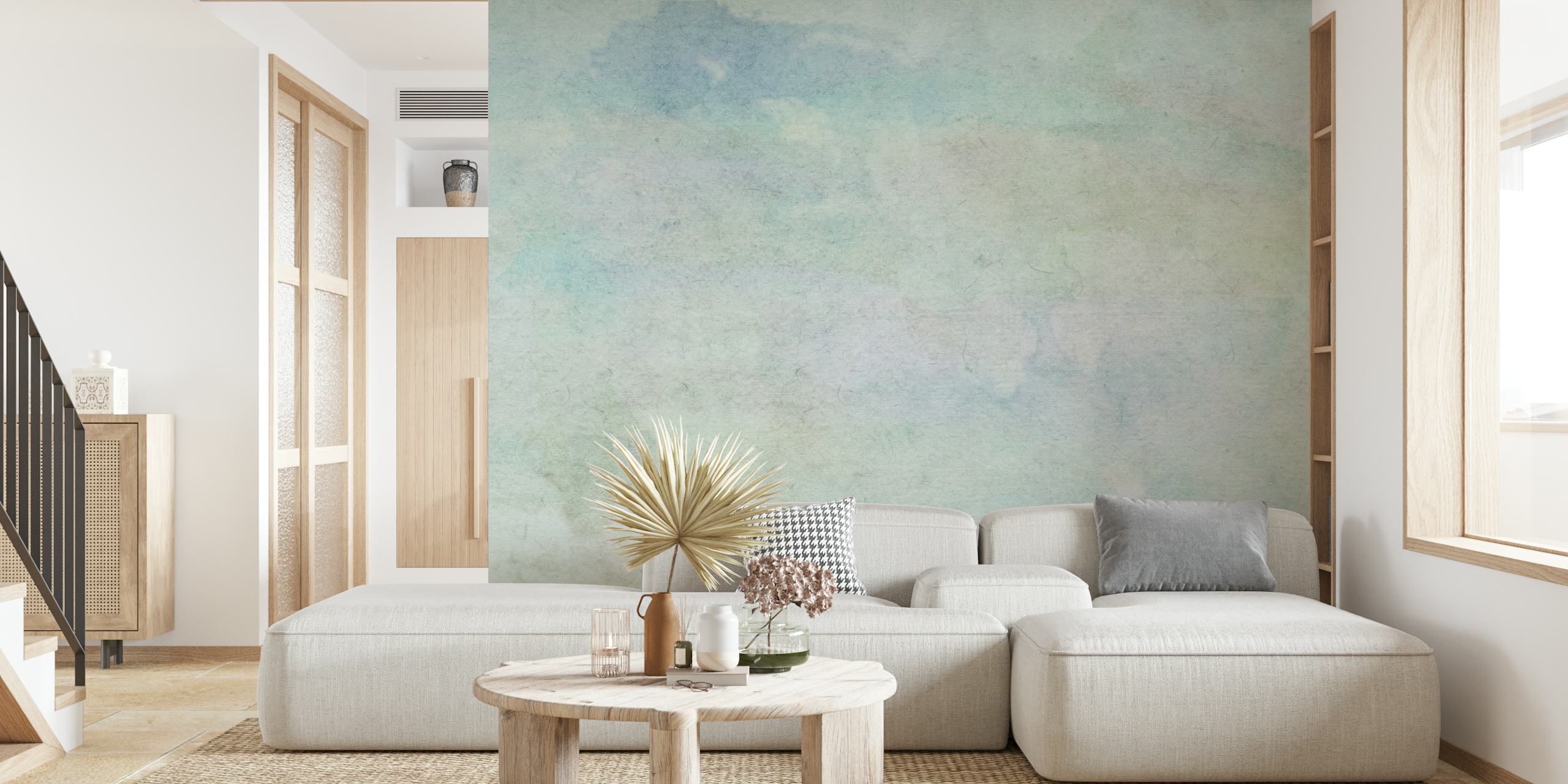 Watercolor cloud patterns in soft pastel colors wallpaper
