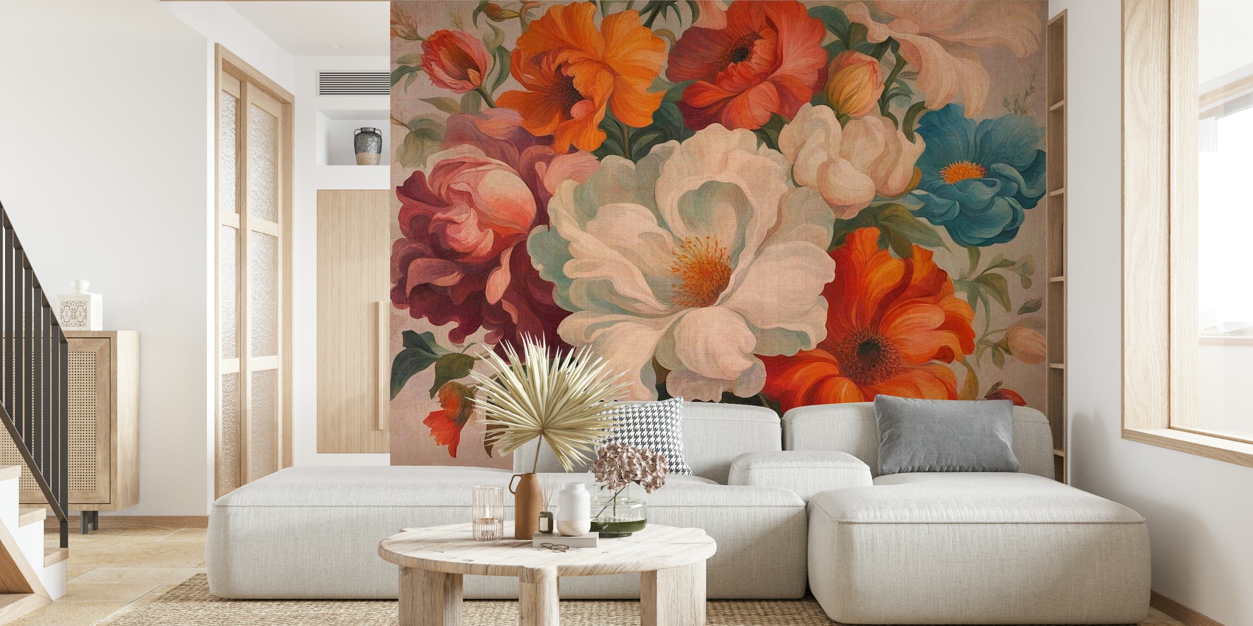Moody Warm Baroque Flowers wallpaper