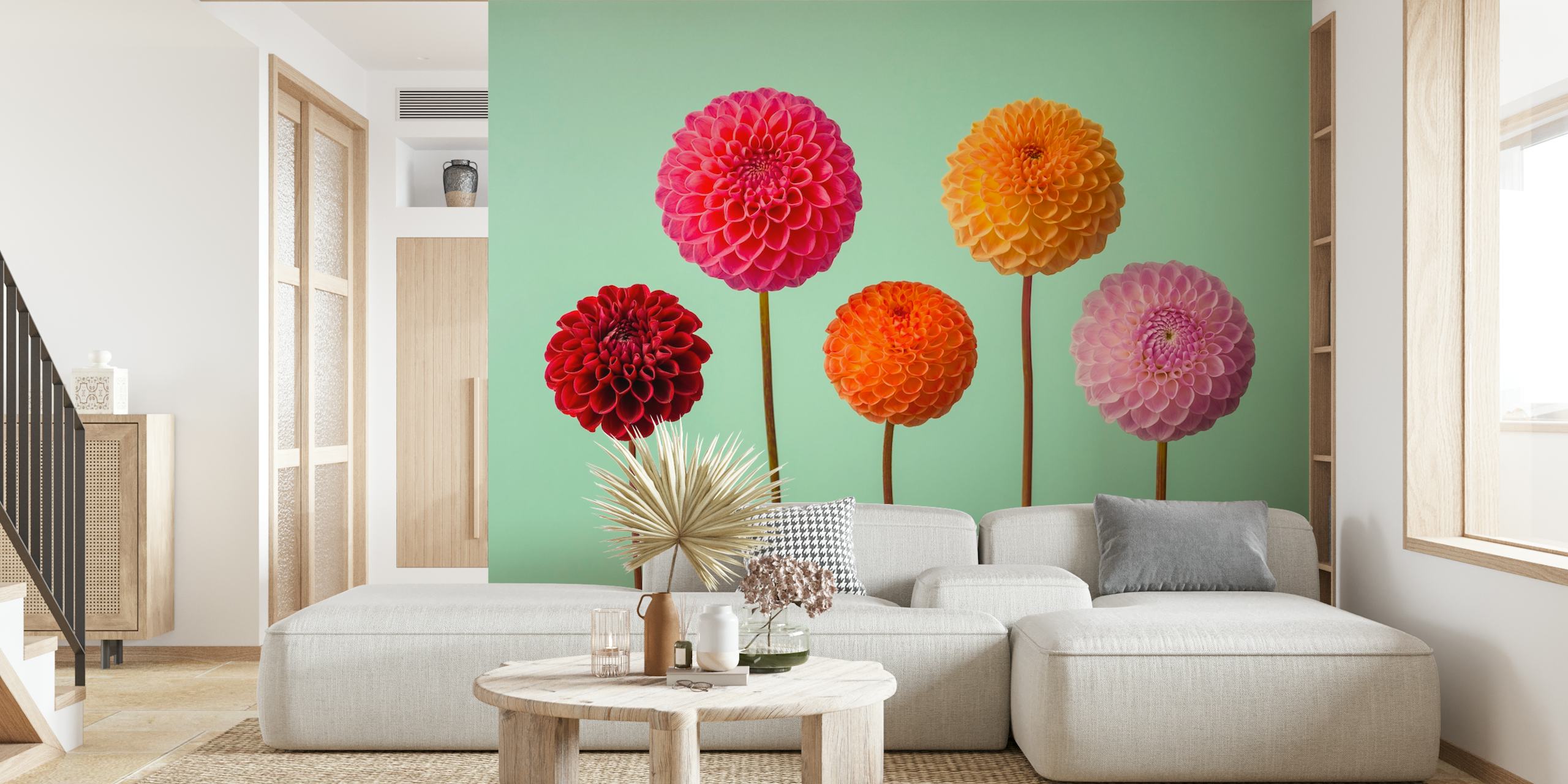 Vibrant Dahlias tapet i et rum