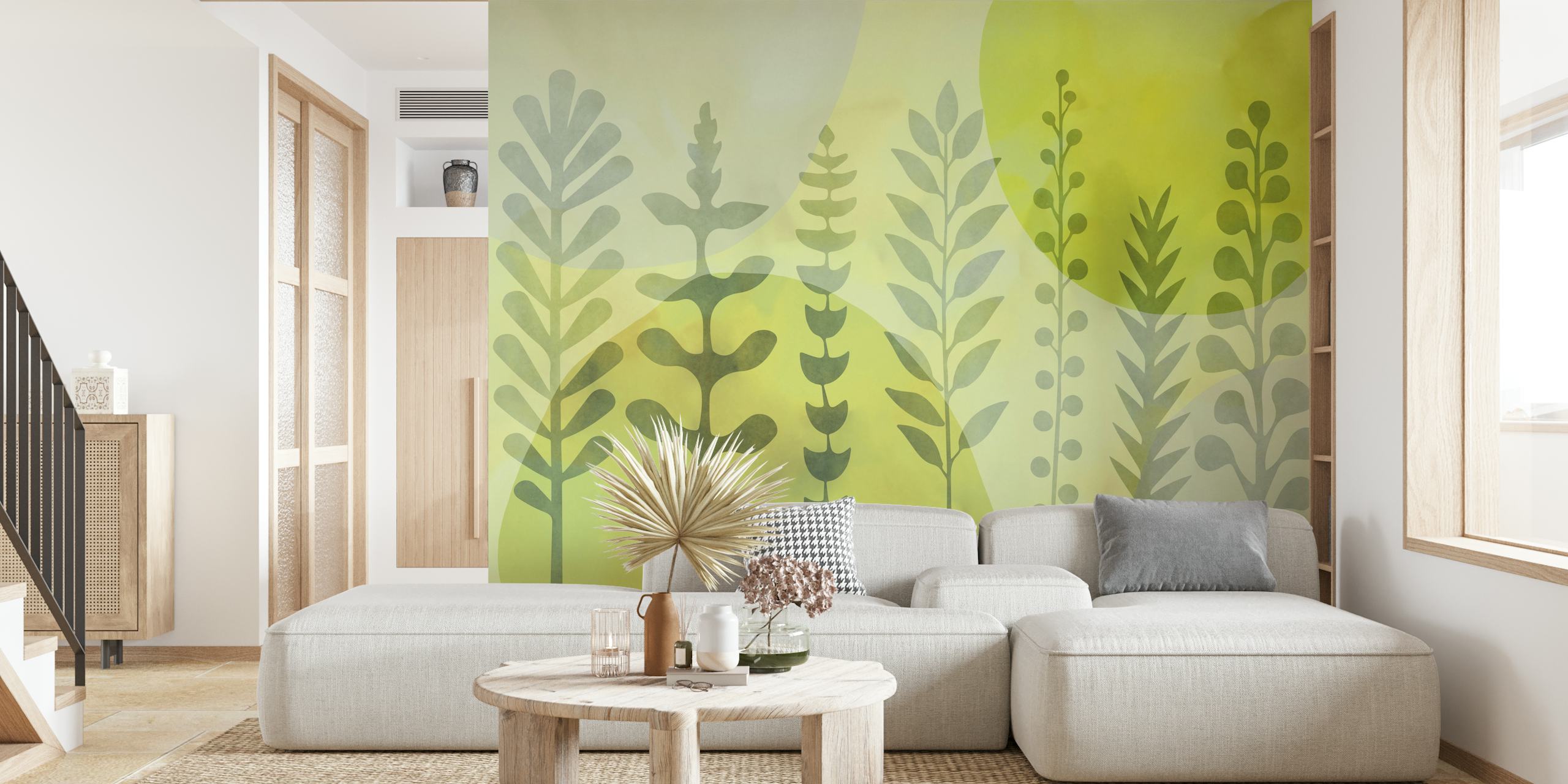 Whimsical Lime Green Nature tapet i et rom
