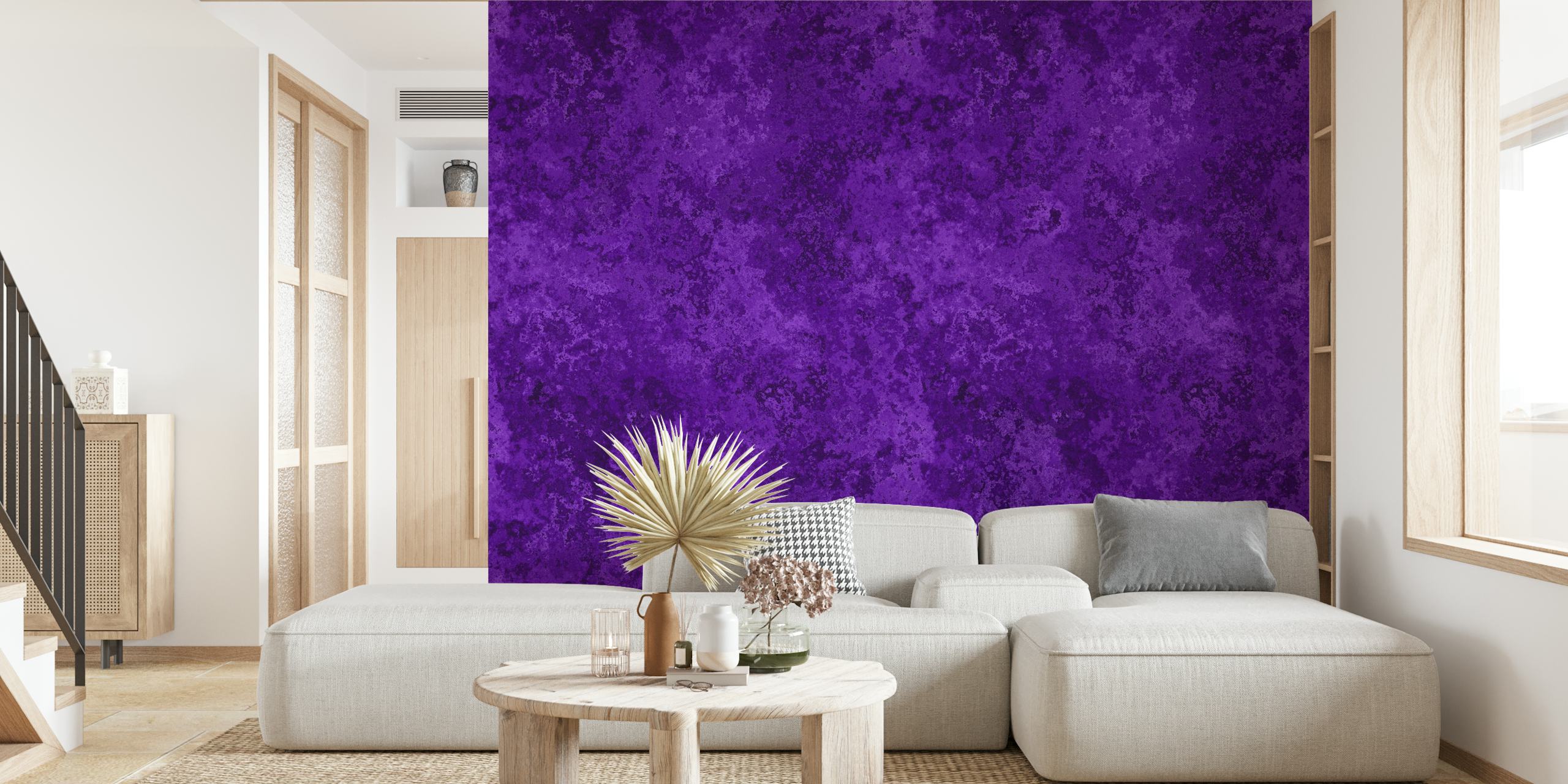 Purple textured wallpaper featuring subtle moss design