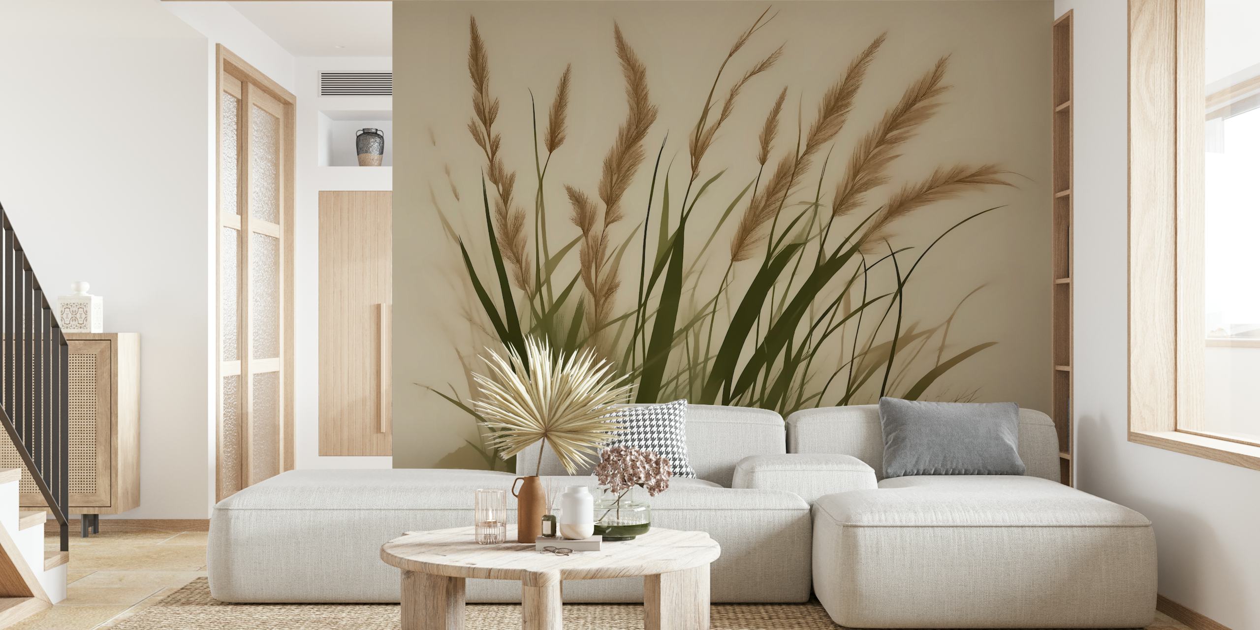 Tapeta Peaceful Japandi Grass u sobi