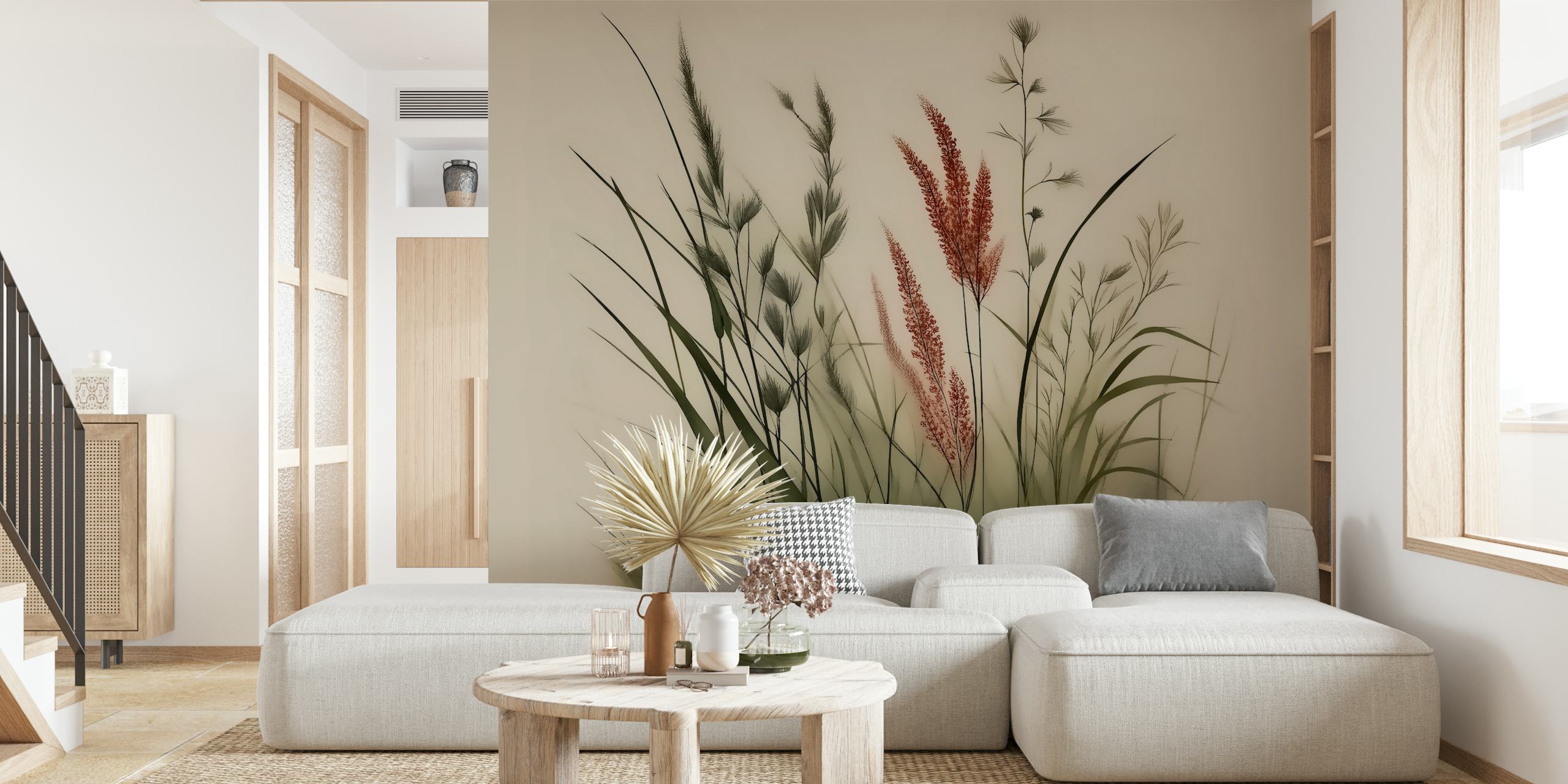 Moody Japandi Floral tapet i et rom