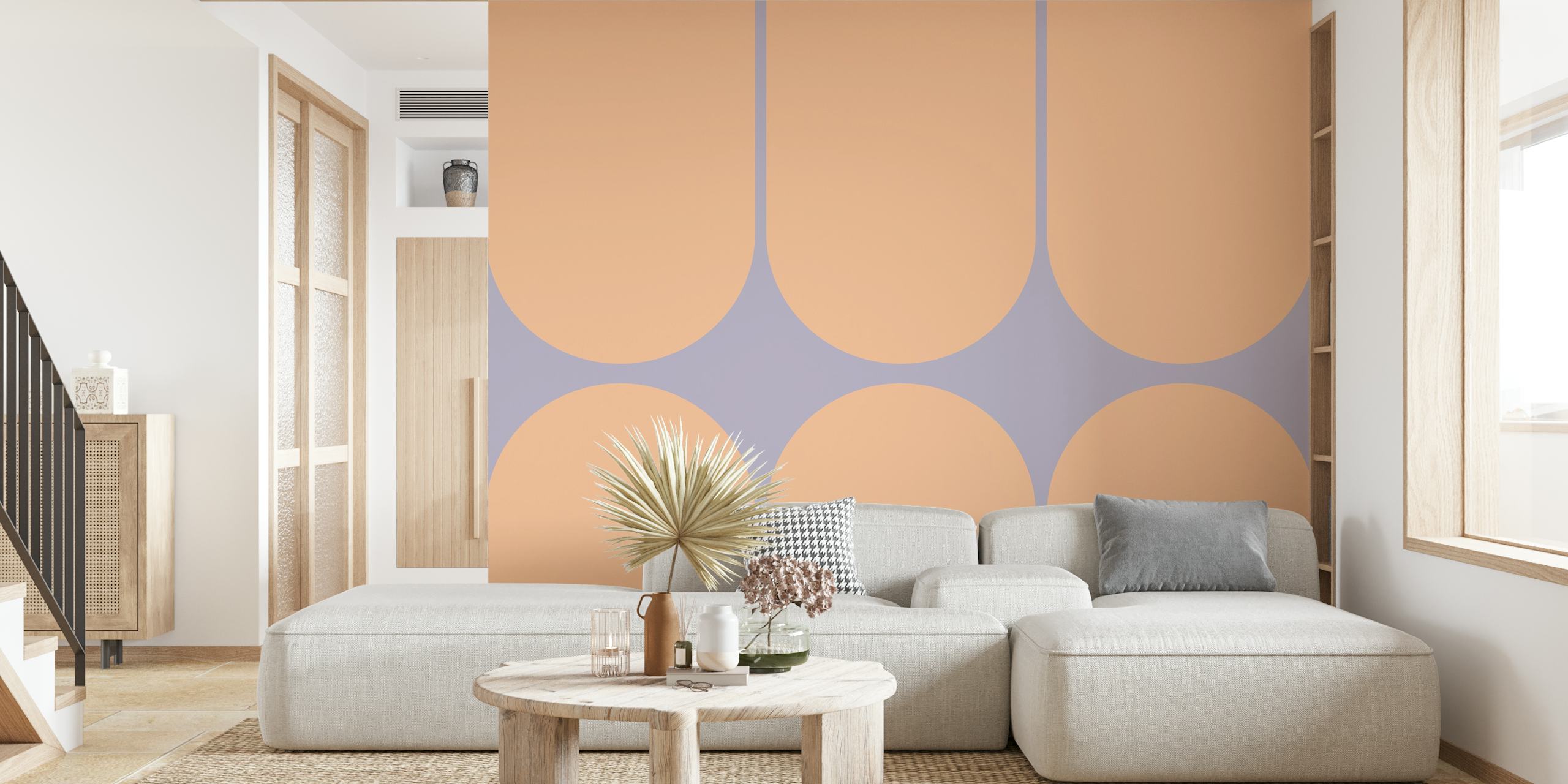 Geometric Peach Fuzz Mid-Century wallpaper in a room