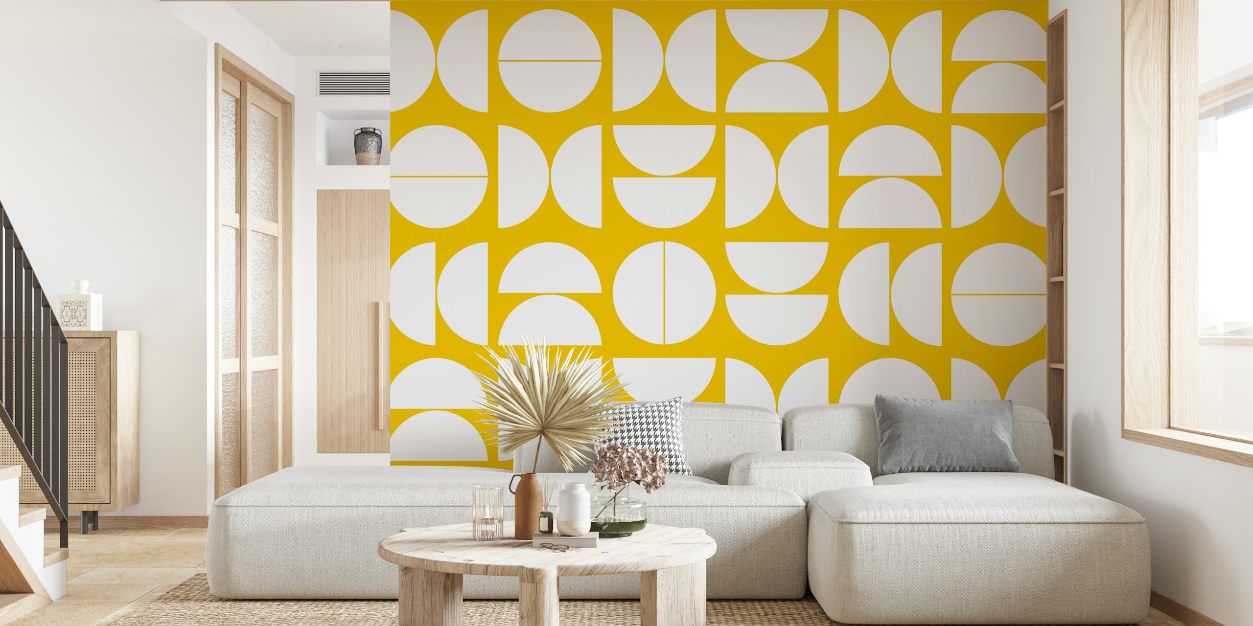 Žlutý a bílý geometrický design