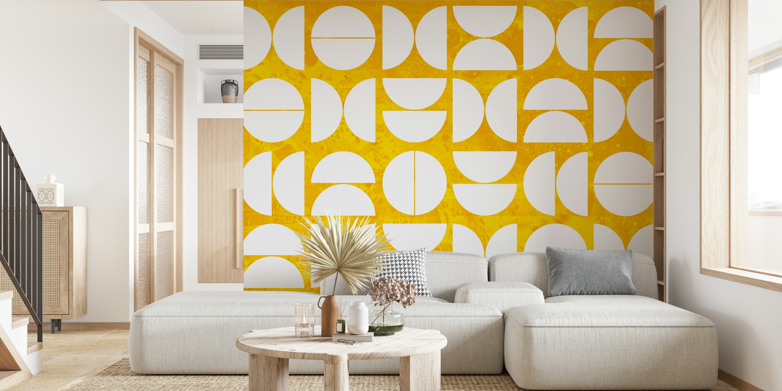 Geometric shapes wallpaper in mid-century style