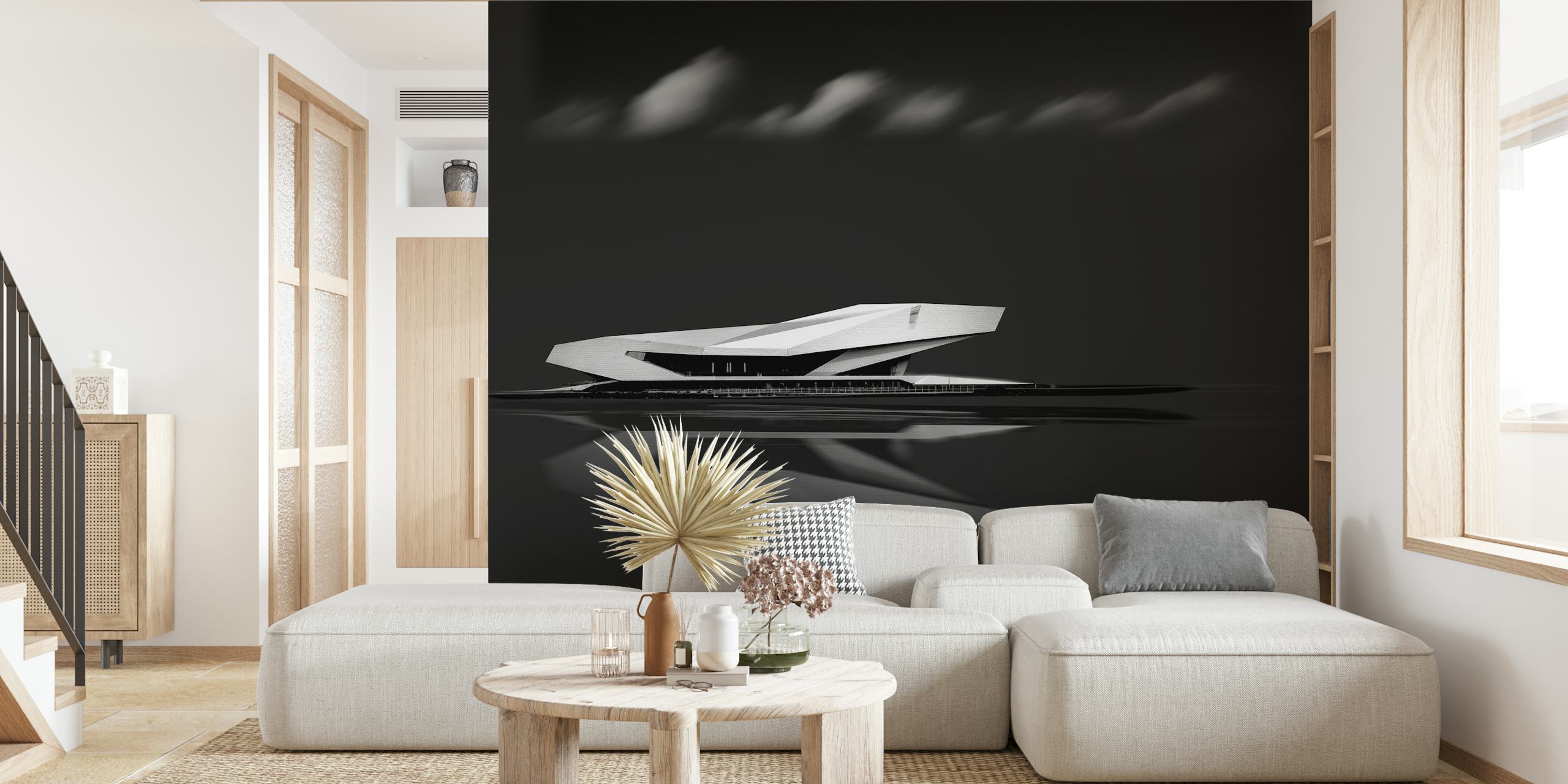 Modern abstract black and white design wallpaper
